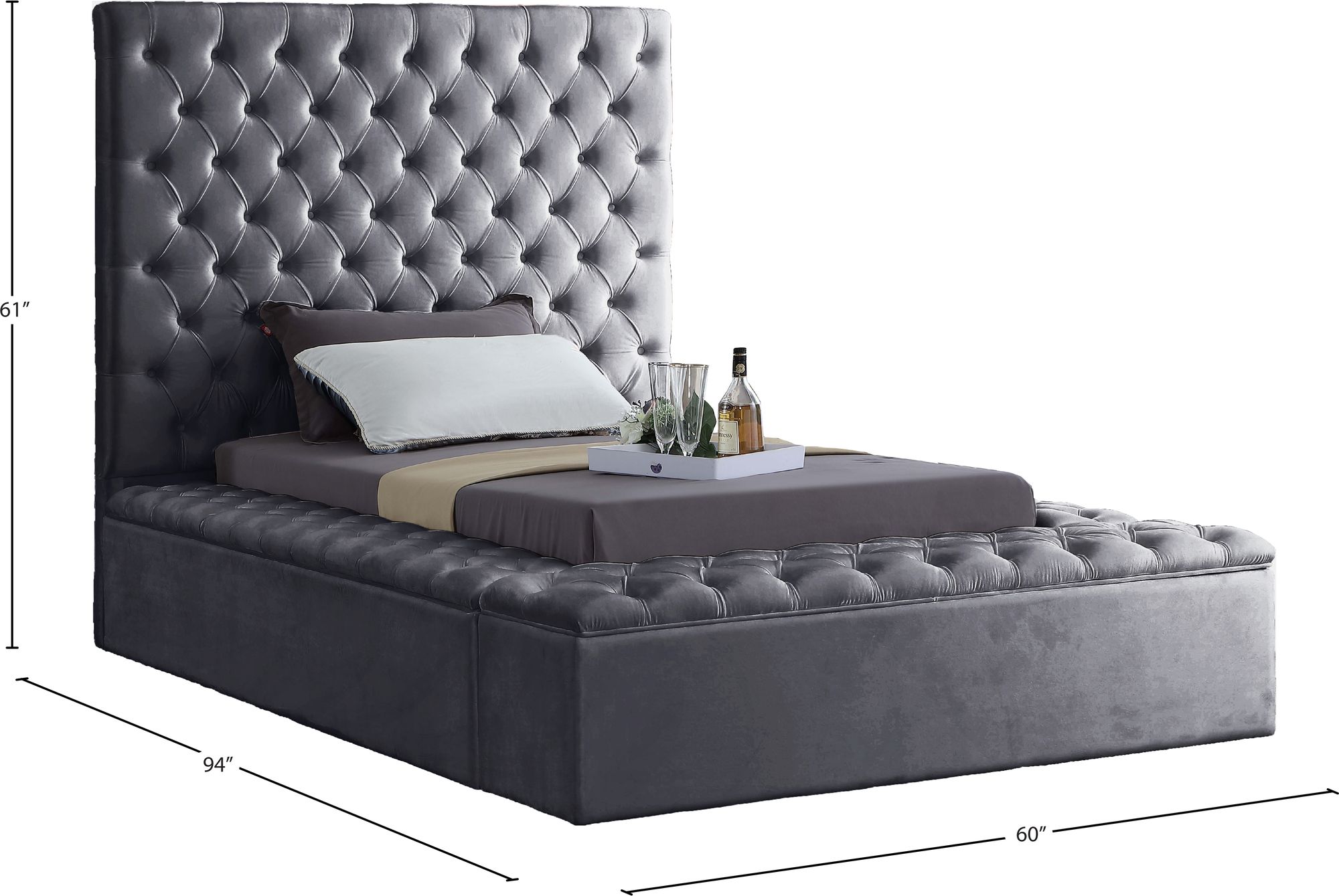 Bliss Velvet Twin Size Bed