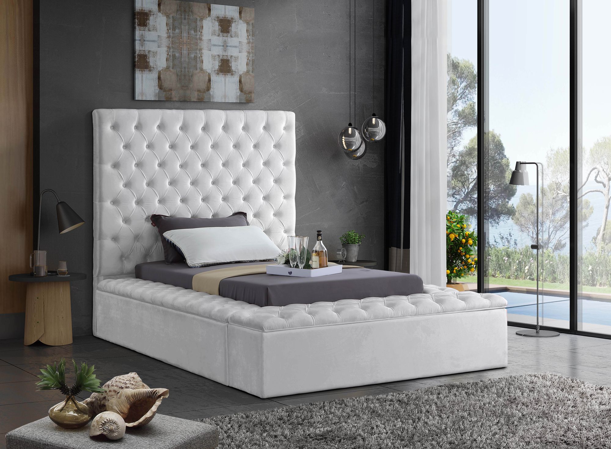 Bliss Velvet Twin Size Bed