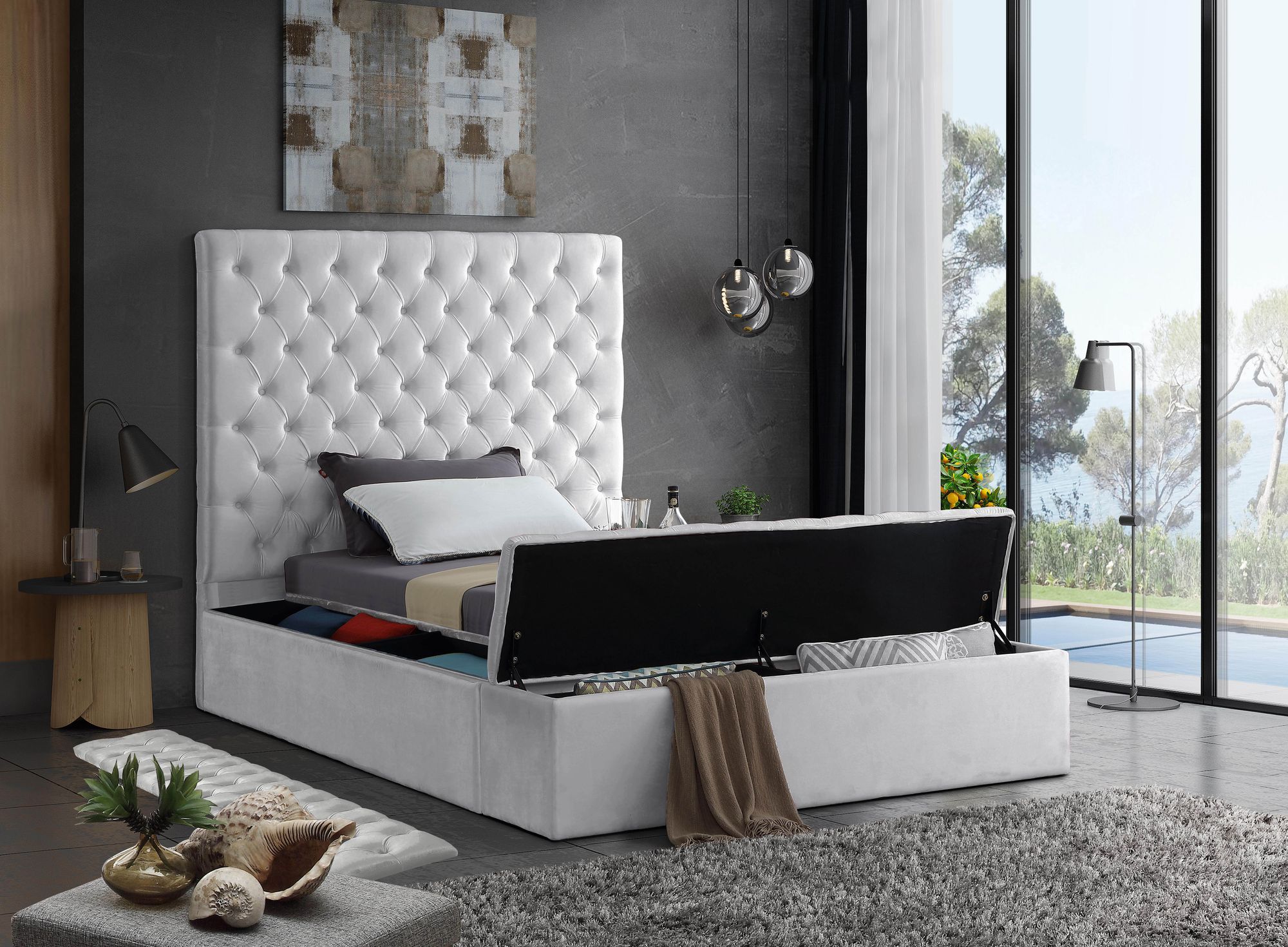 Bliss Velvet Twin Size Bed