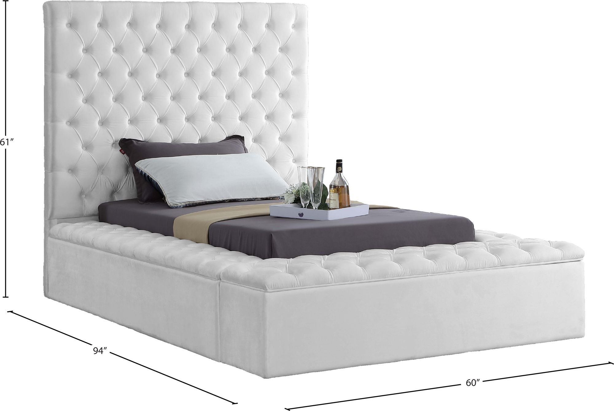 Bliss Velvet Twin Size Bed