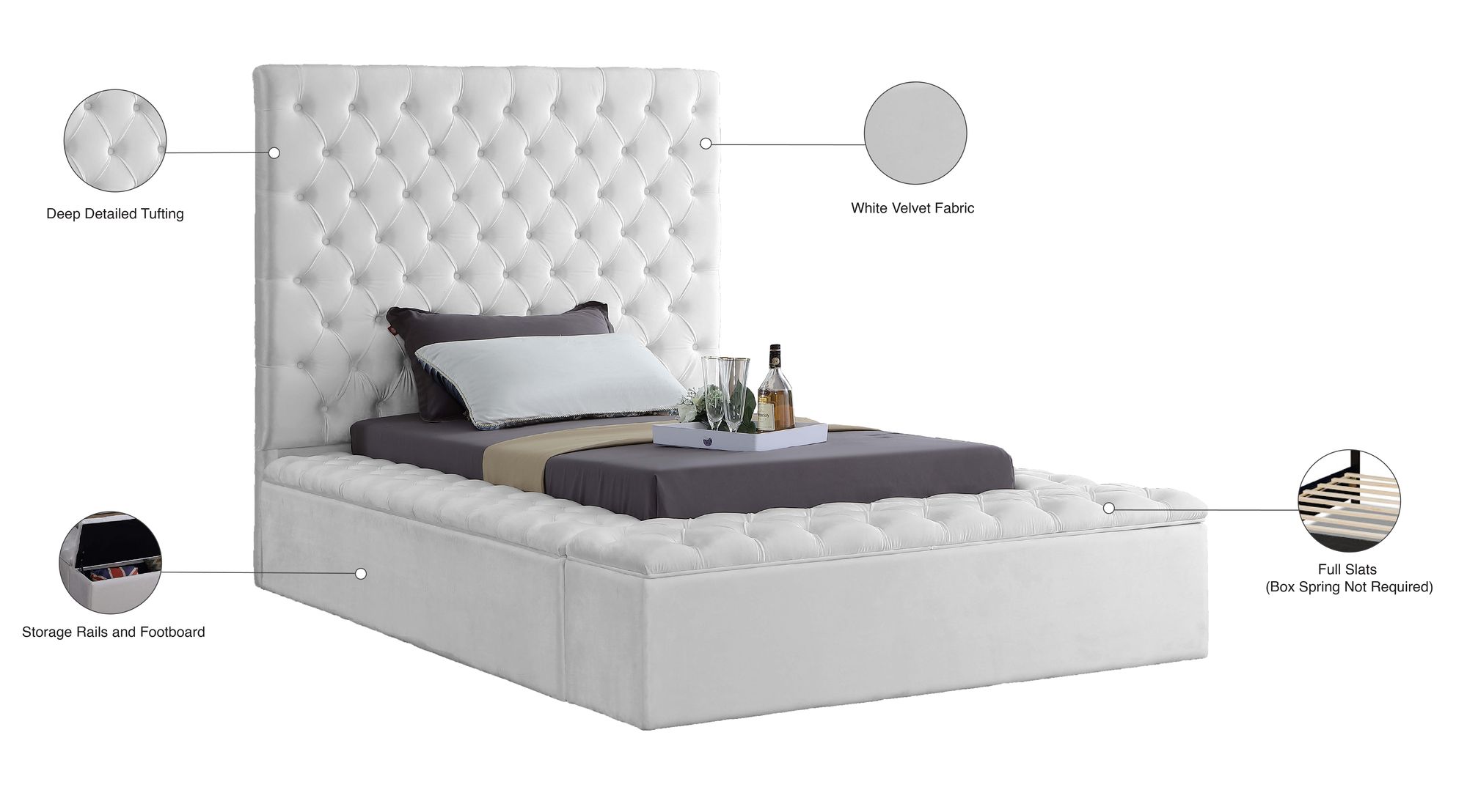 Bliss Velvet Twin Size Bed