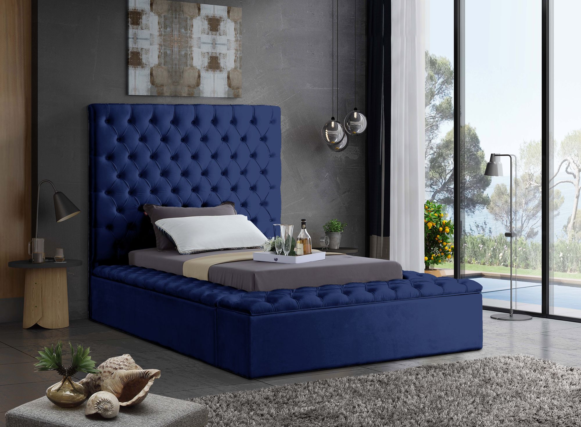 Bliss Velvet Twin Size Bed
