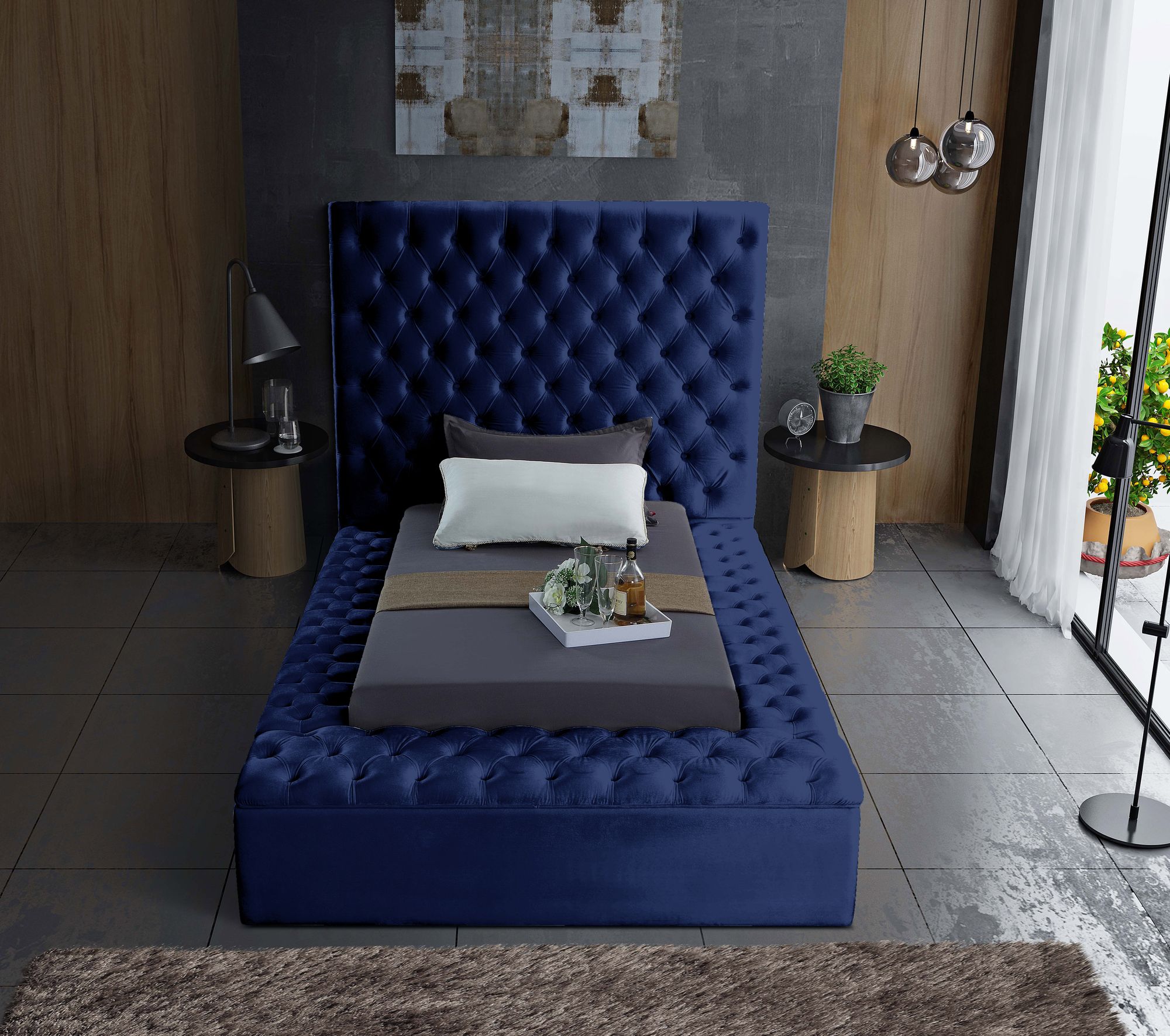 Bliss Velvet Twin Size Bed