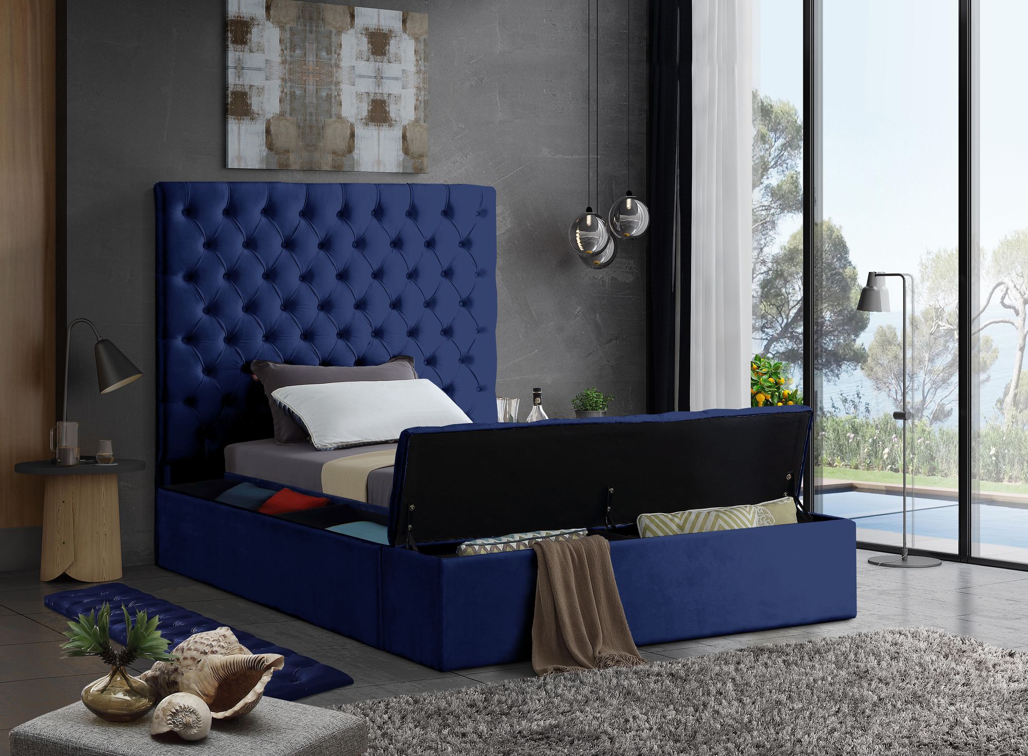 Bliss Velvet Twin Size Bed