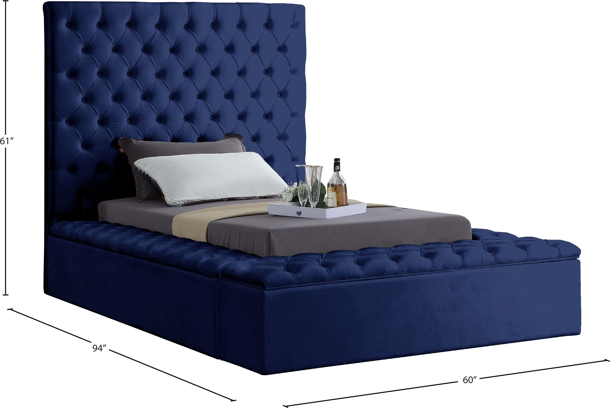 Bliss Velvet Twin Size Bed