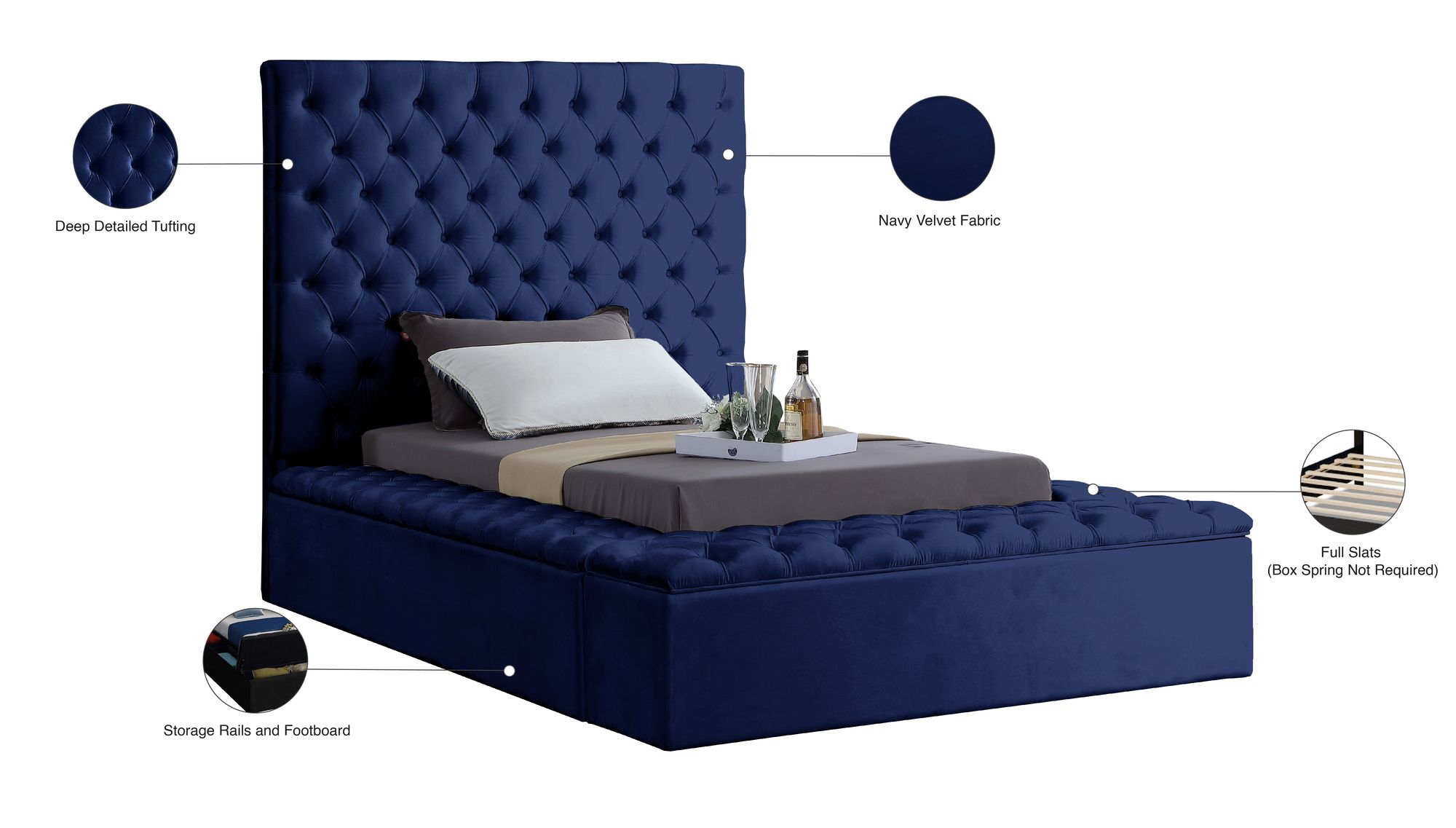 Bliss Velvet Twin Size Bed