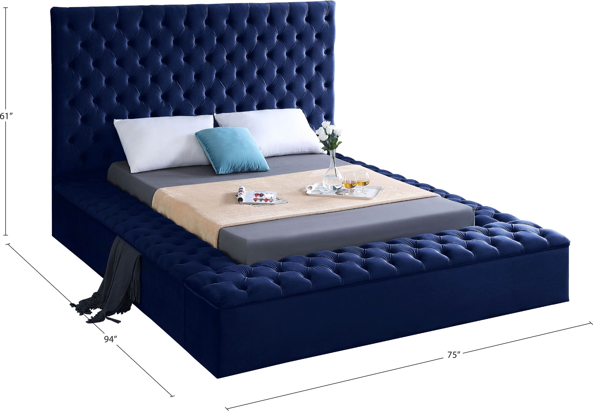 Bliss Velvet Full Size Bed
