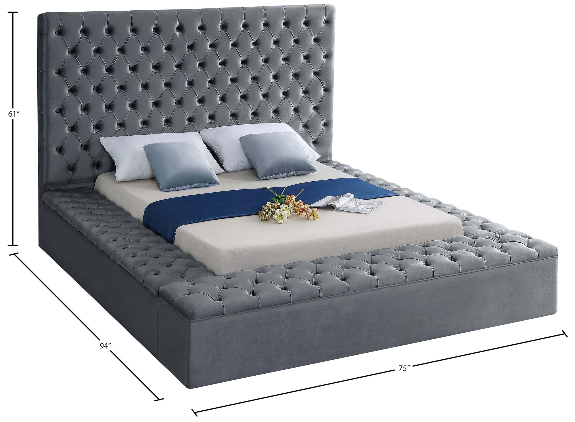 Bliss Velvet Full Size Bed
