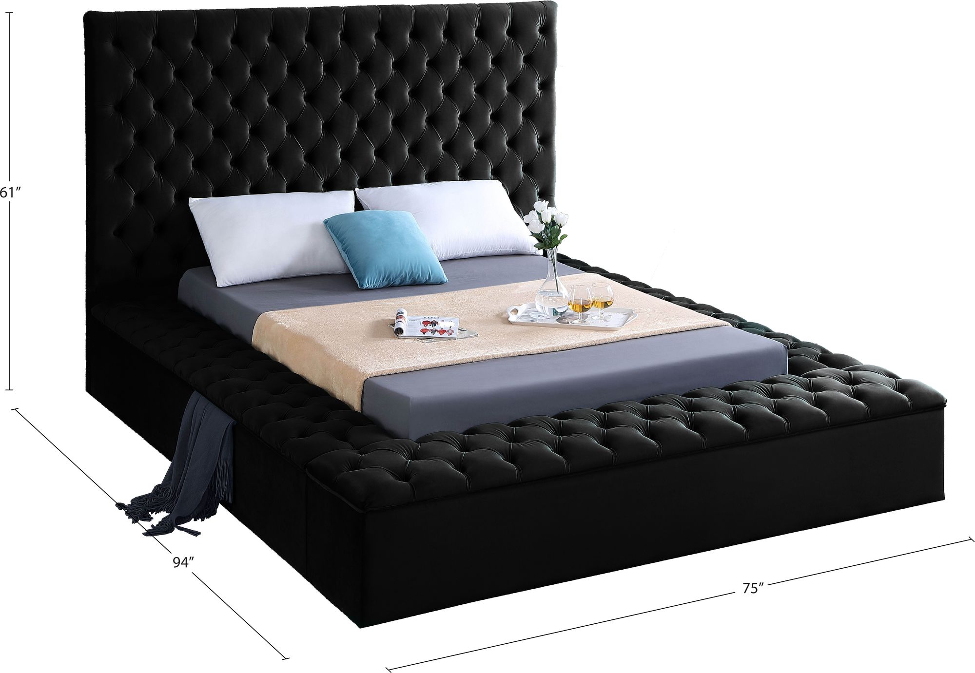 Bliss Velvet Full Size Bed