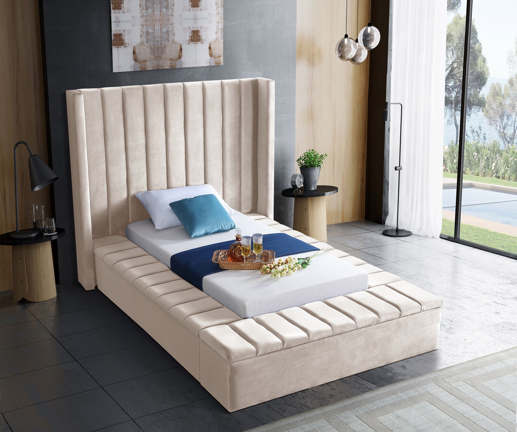 Kiki Velvet Twin Size Bed