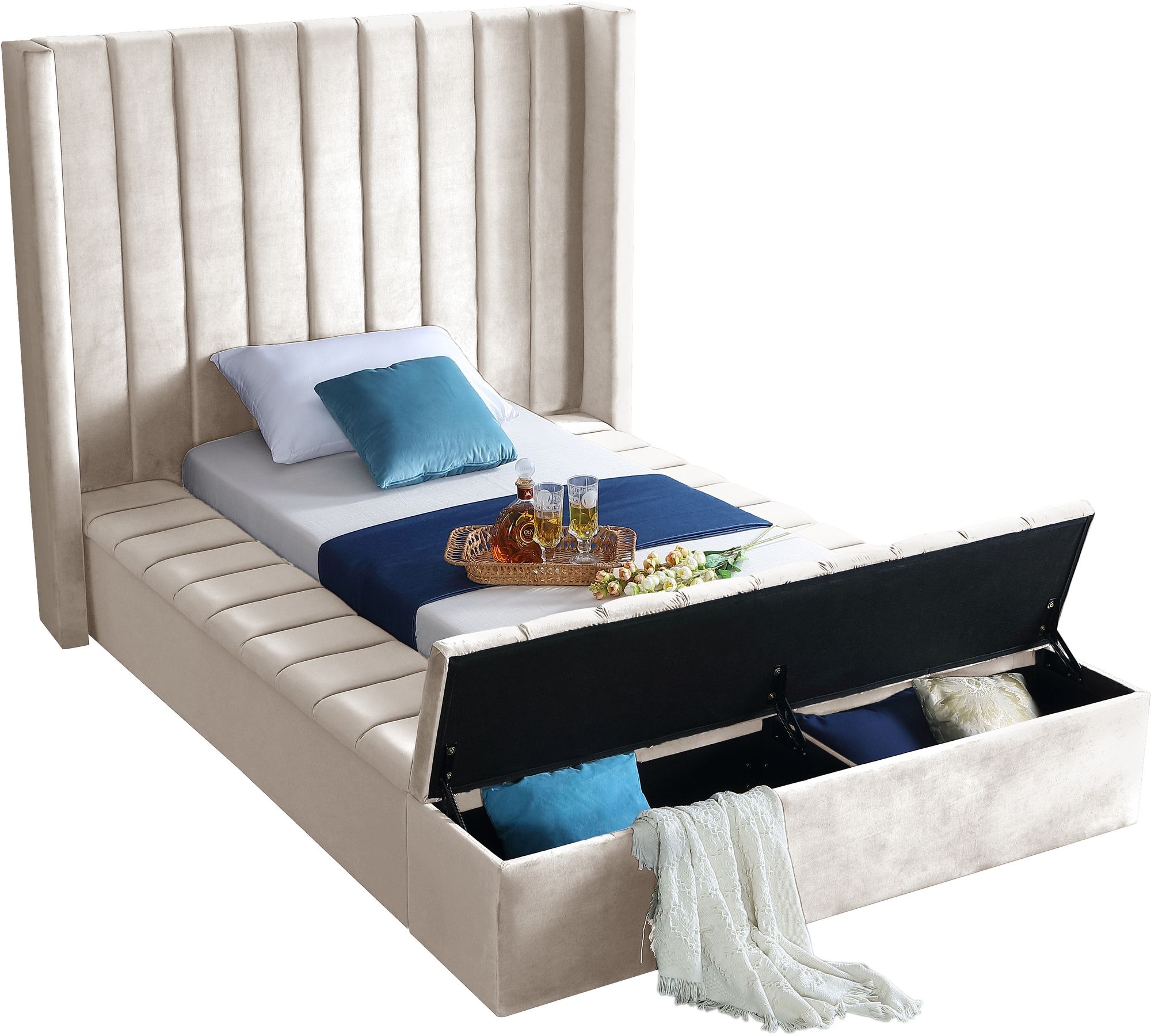 Kiki Velvet Twin Size Bed