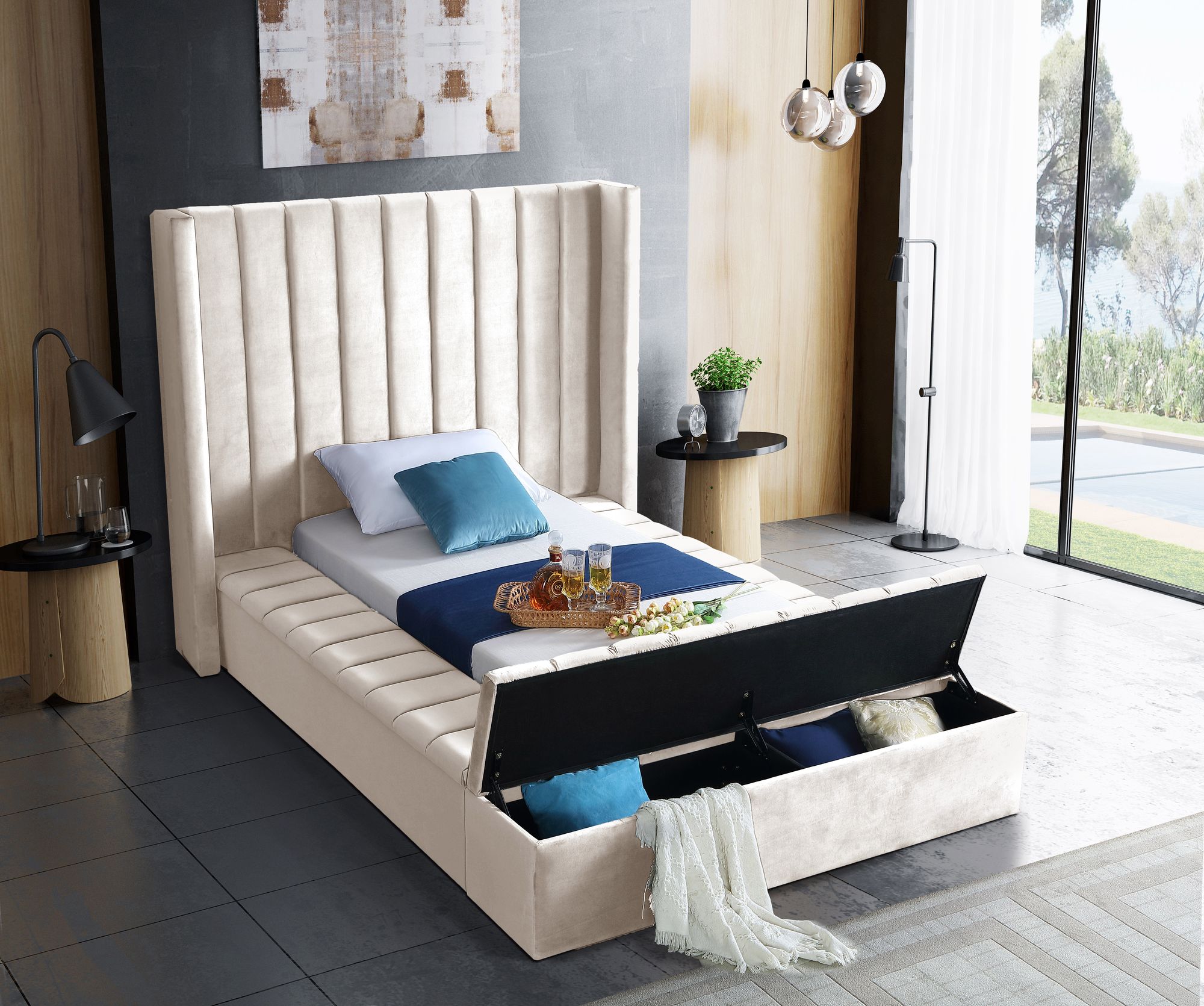 Kiki Velvet Twin Size Bed