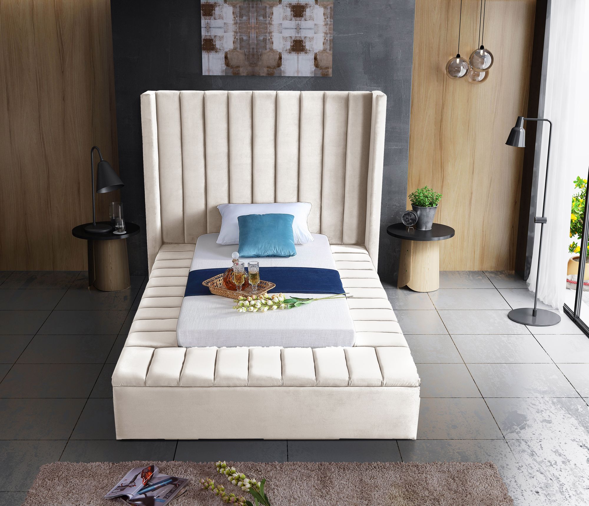 Kiki Velvet Twin Size Bed