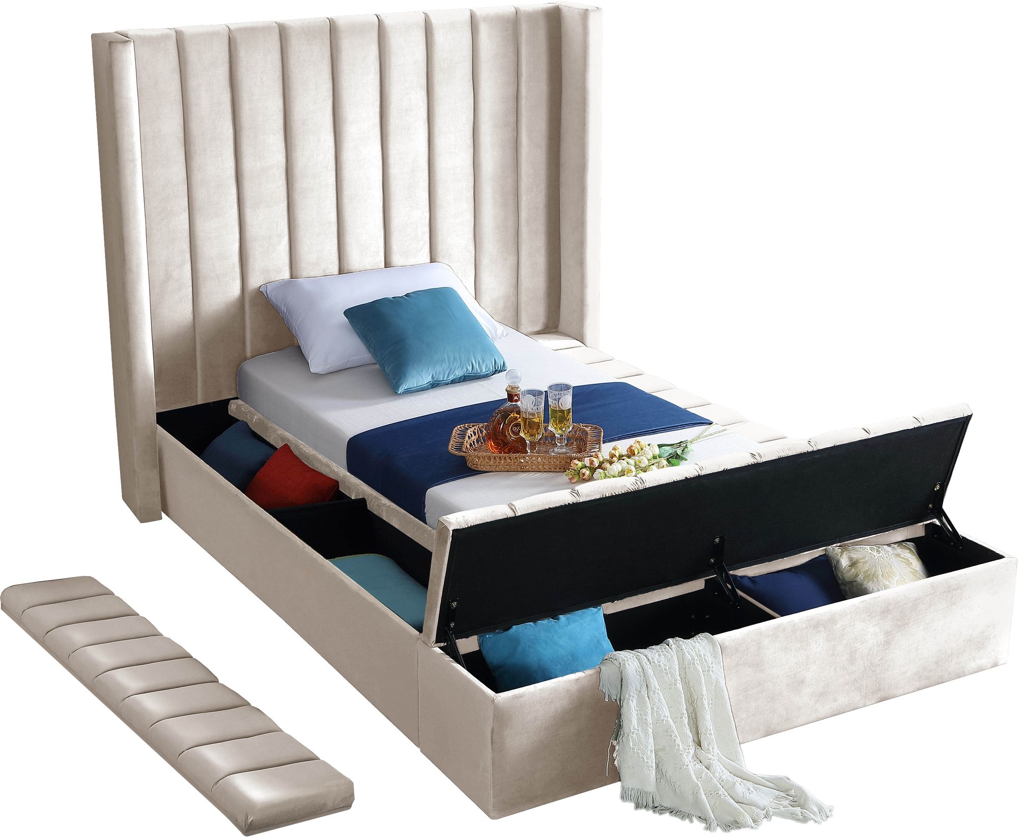 Kiki Velvet Twin Size Bed