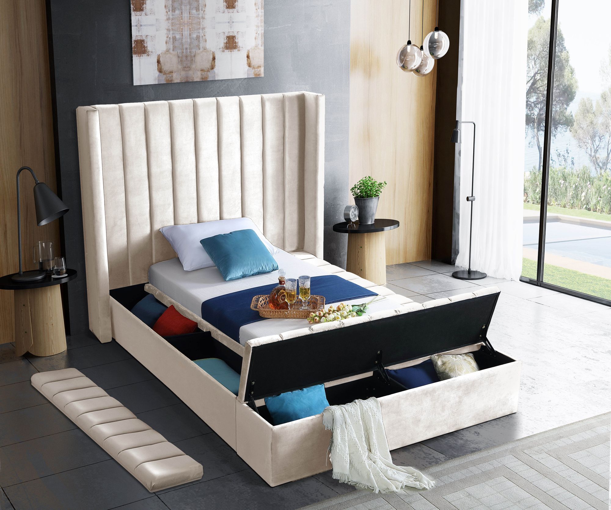 Kiki Velvet Twin Size Bed
