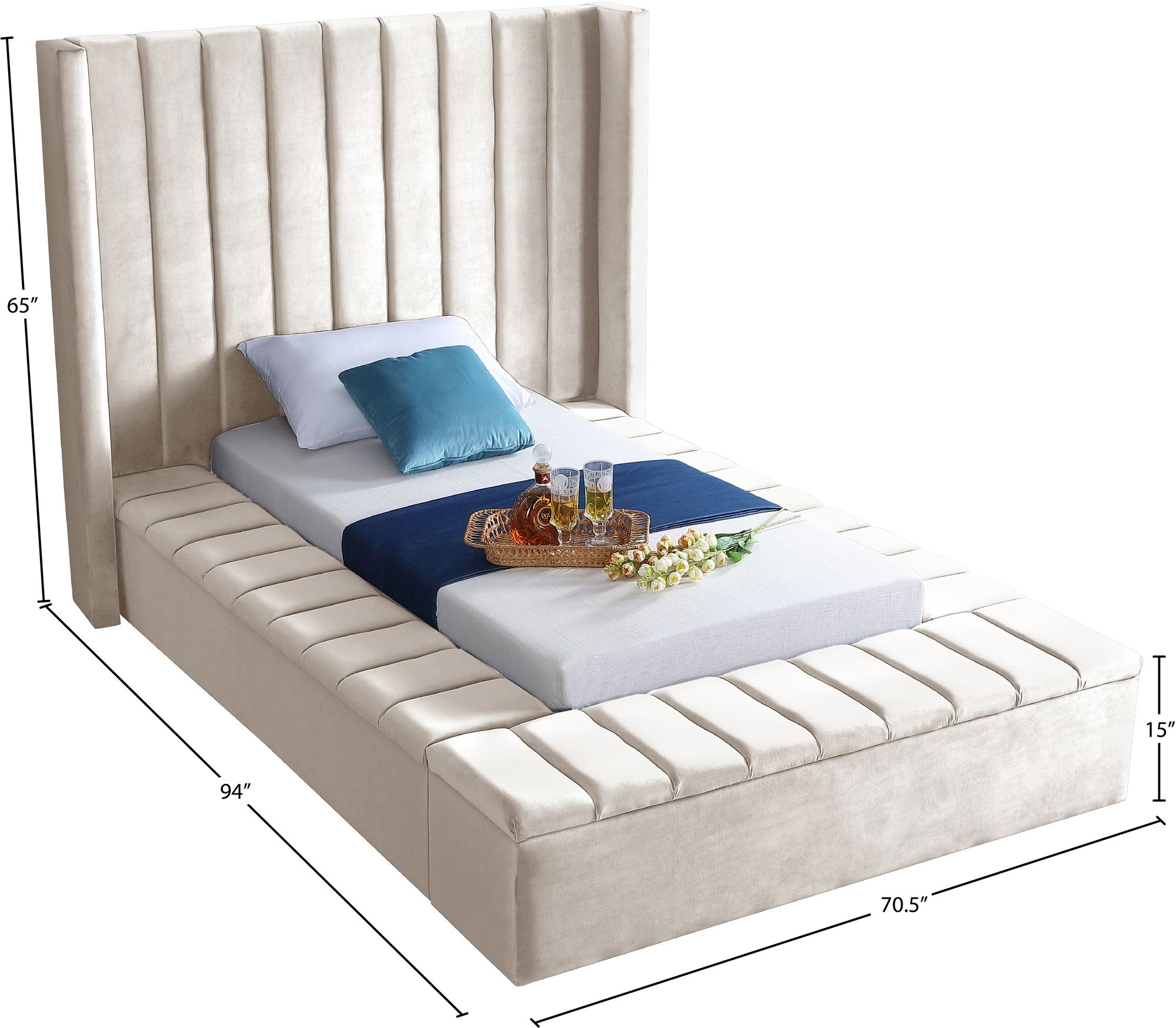 Kiki Velvet Twin Size Bed