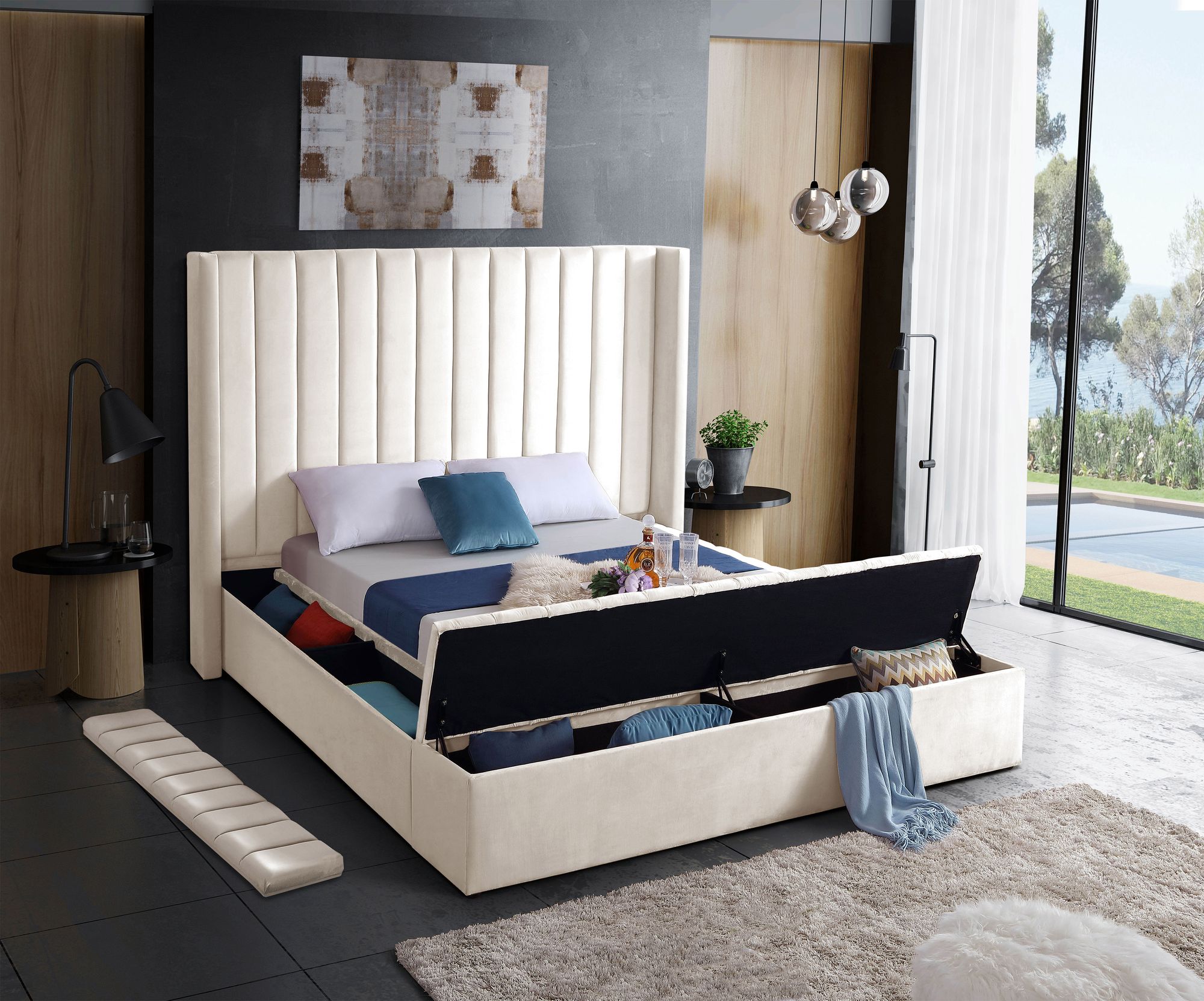 Kiki Velvet Queen Size Bed