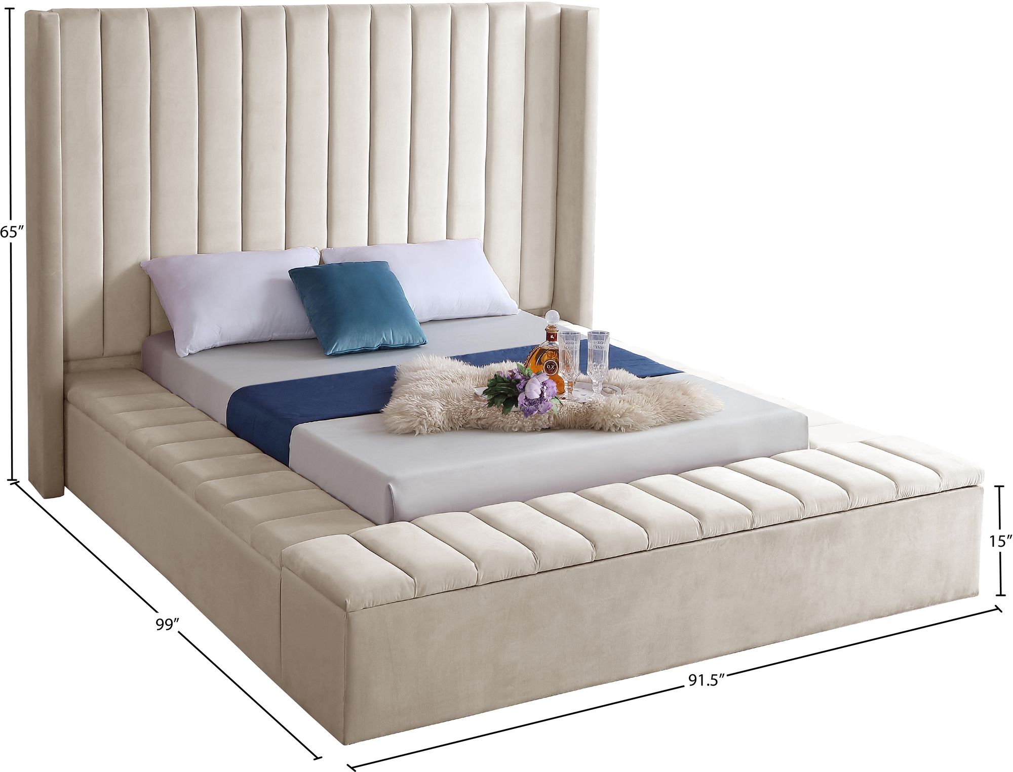 Kiki Velvet Queen Size Bed