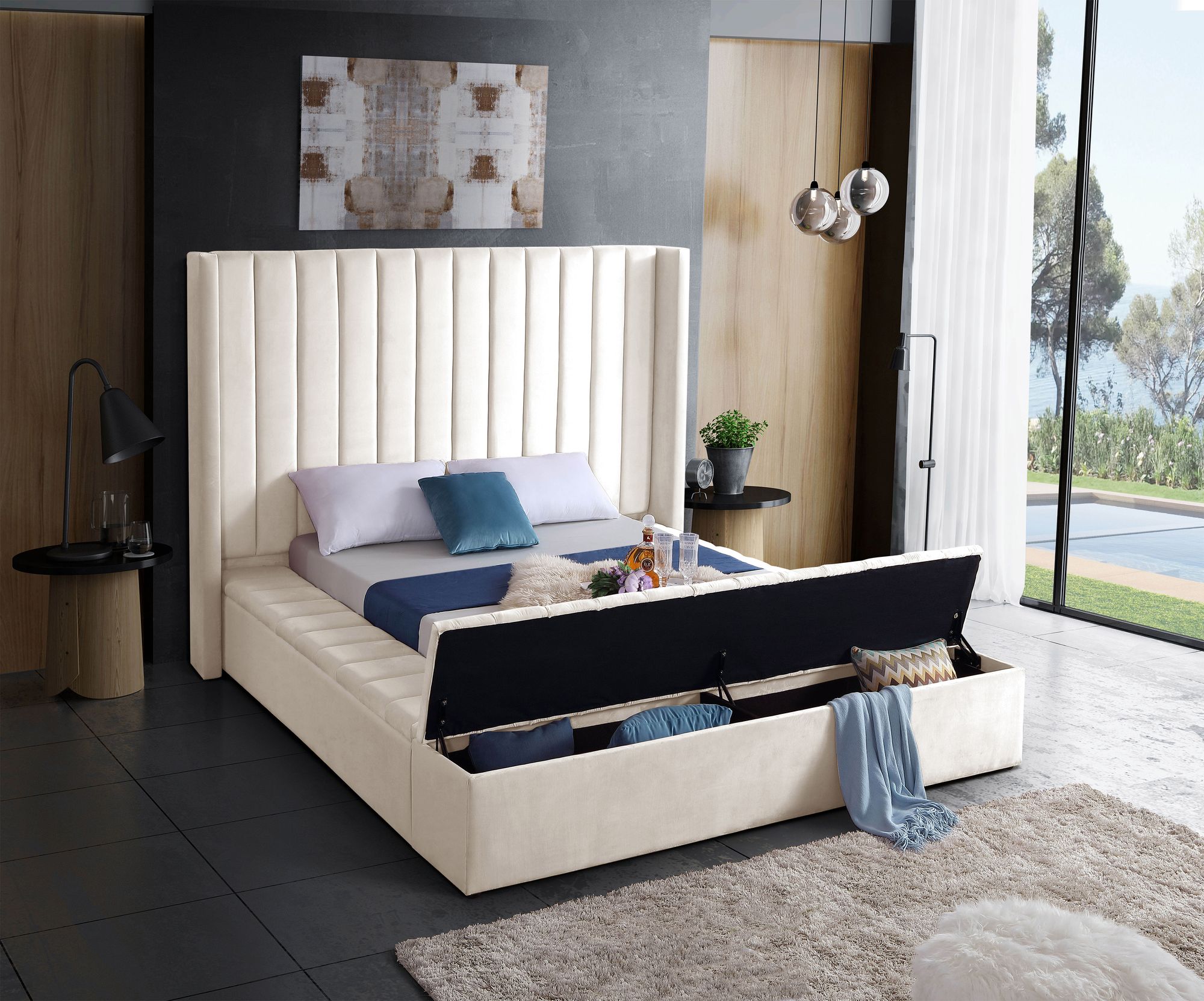Kiki Velvet King Size Bed