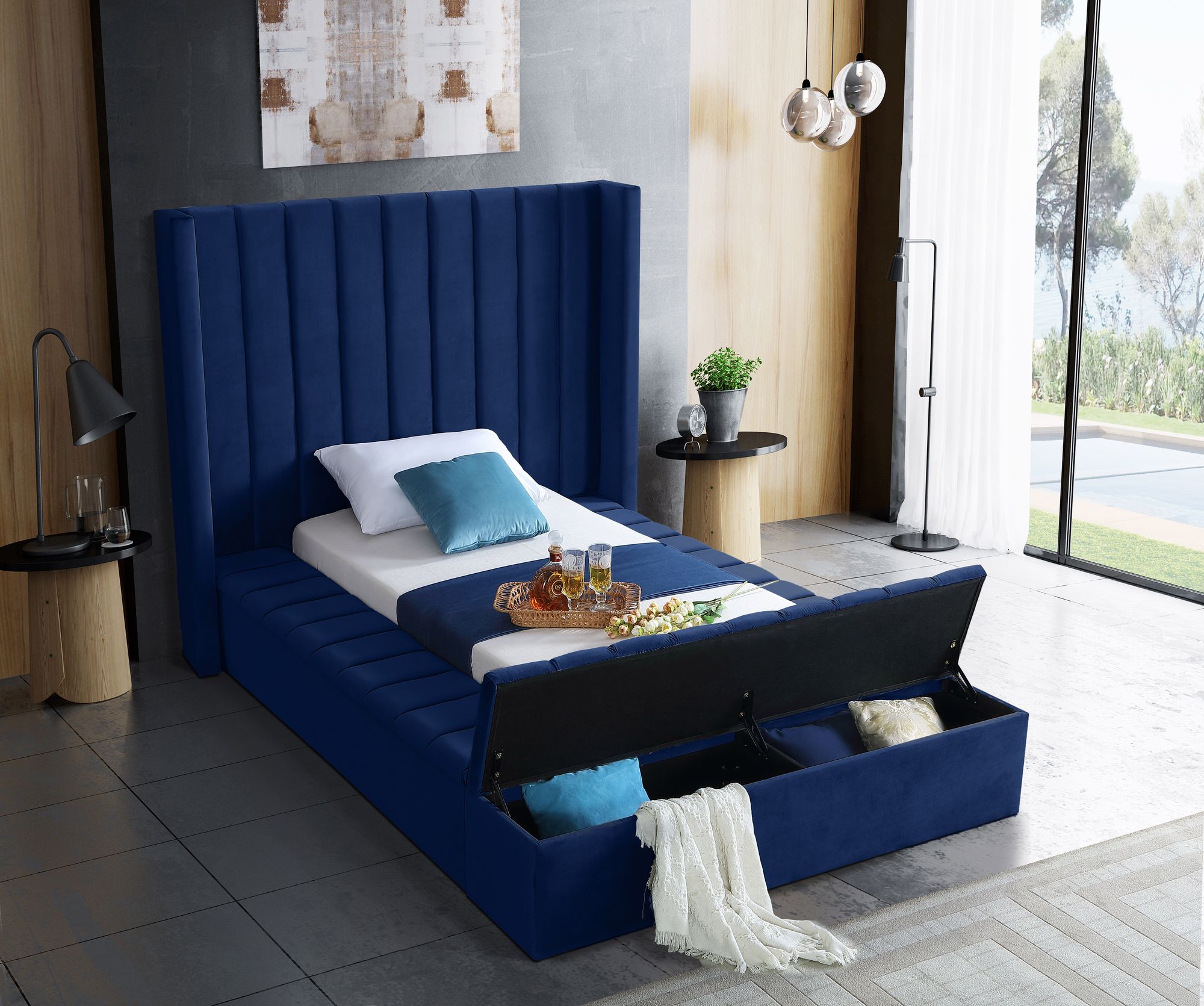 Kiki Velvet Twin Size Bed