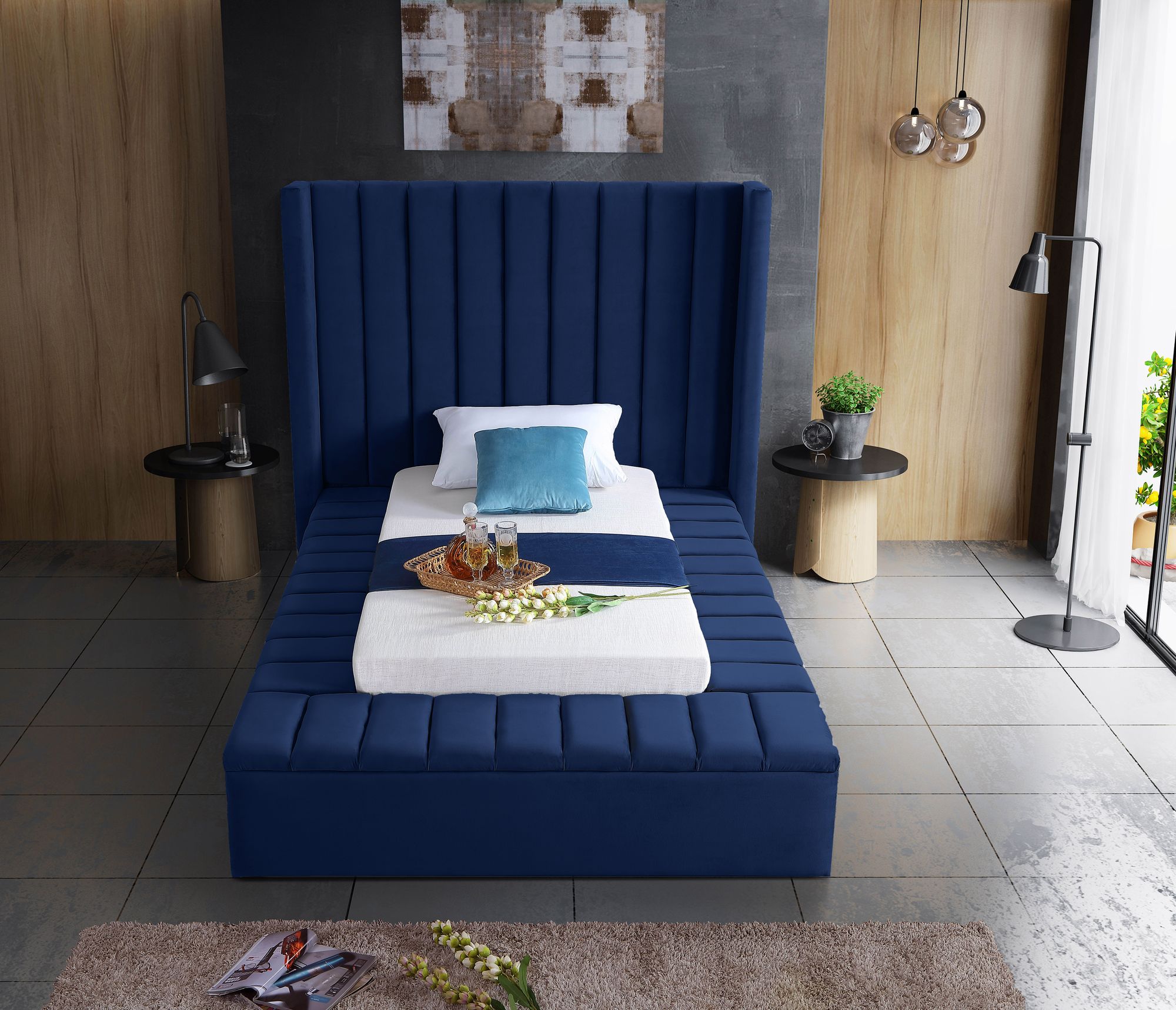 Kiki Velvet Twin Size Bed