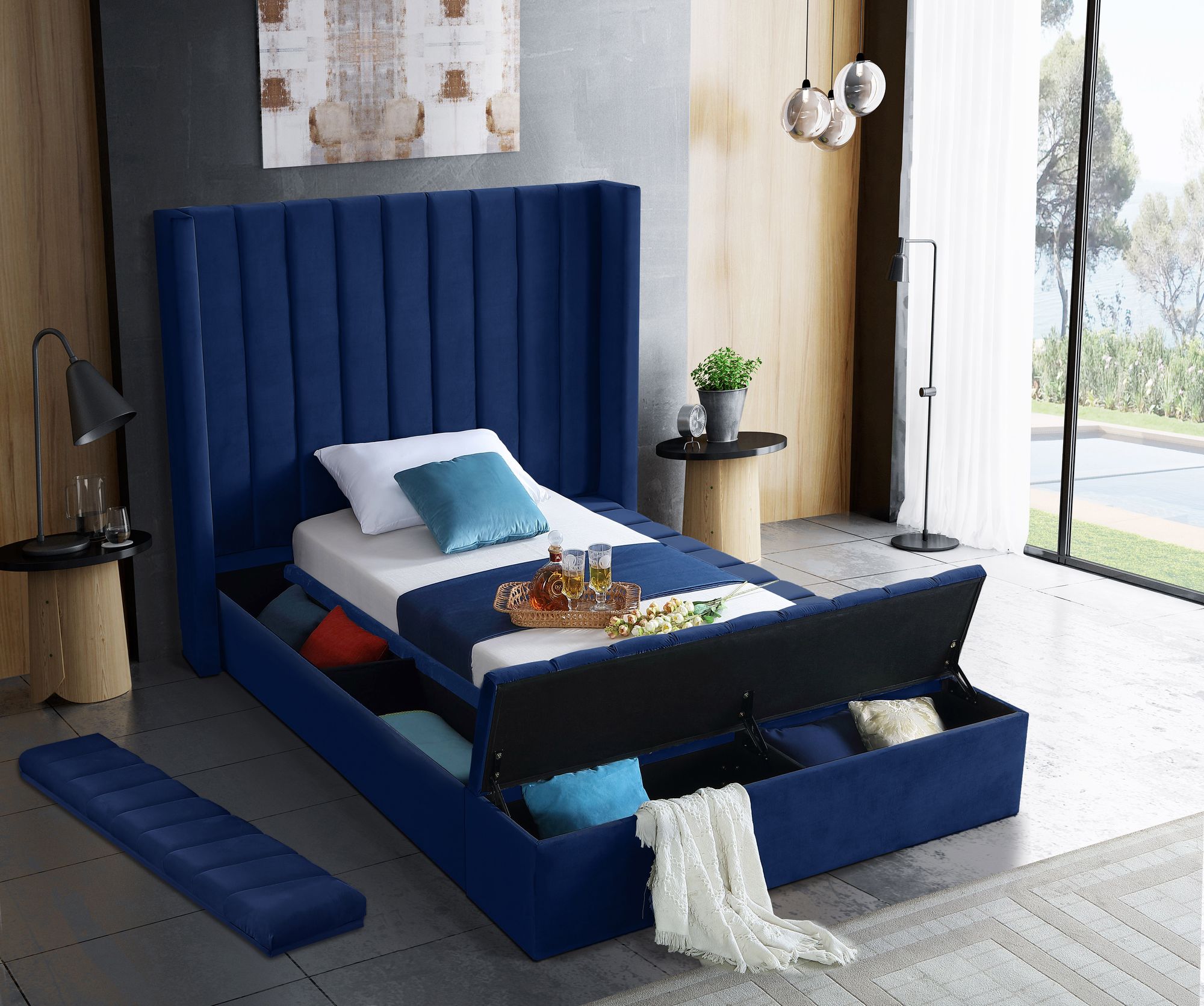 Kiki Velvet Twin Size Bed