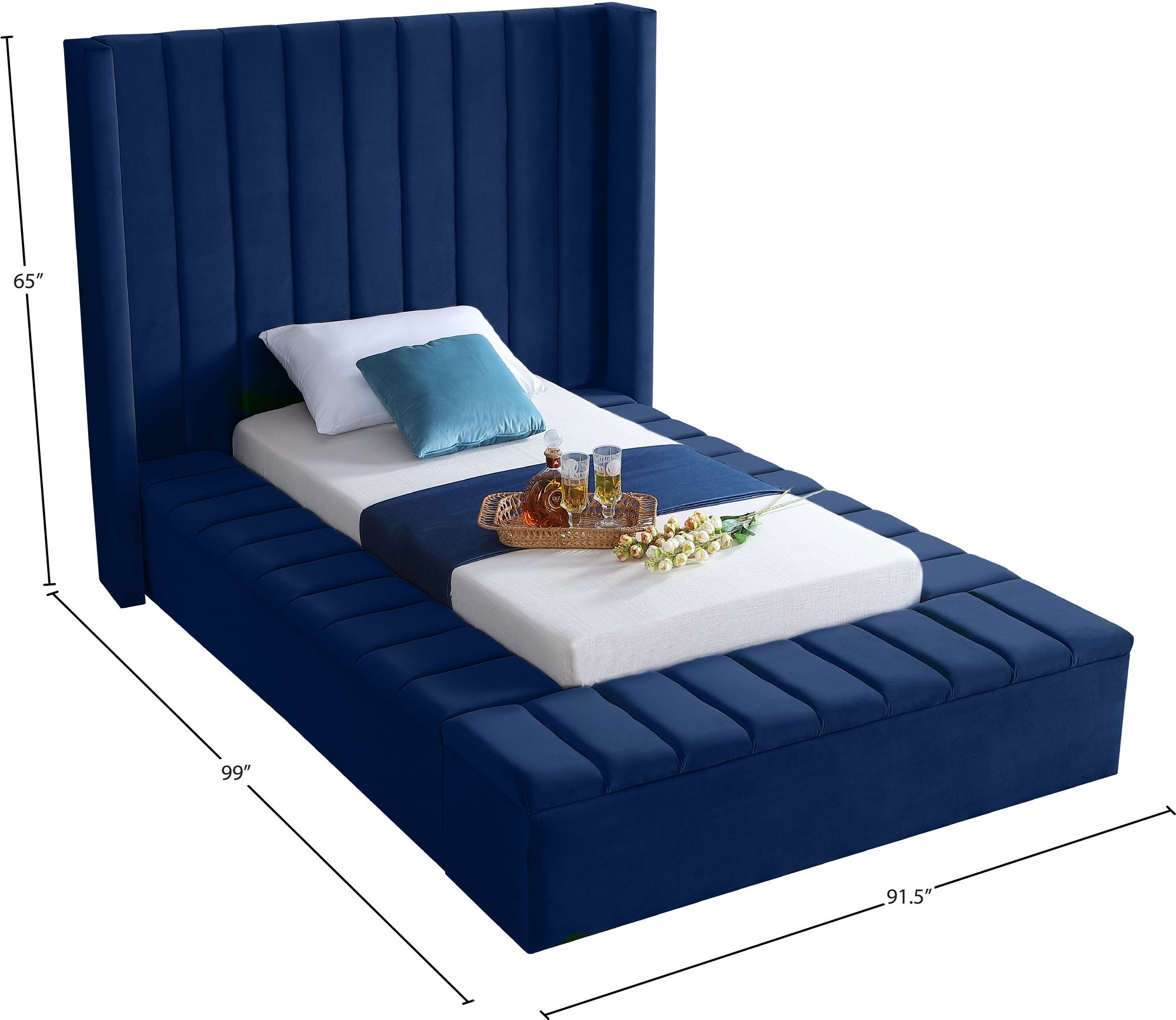 Kiki Velvet Twin Size Bed