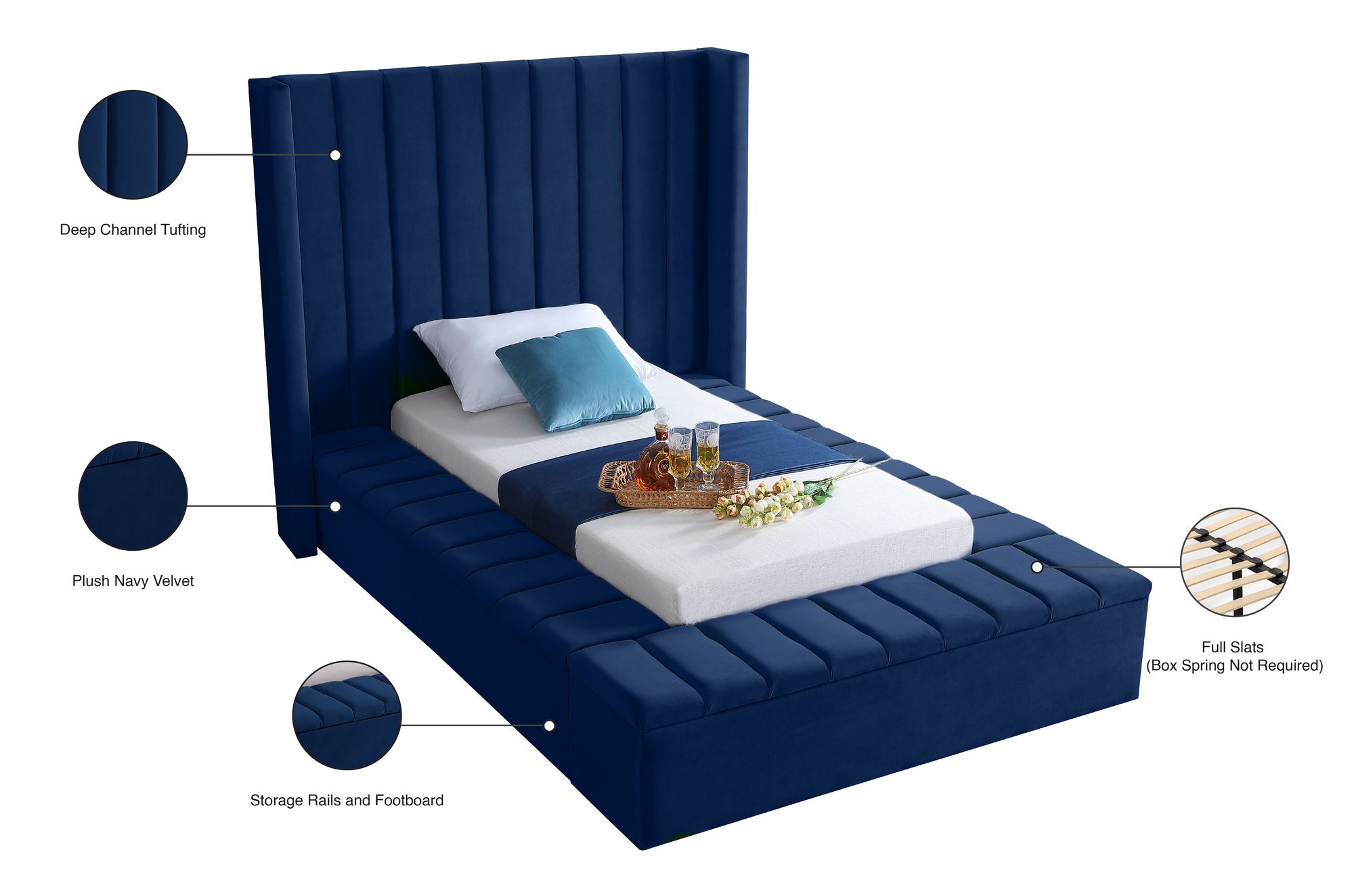 Kiki Velvet Twin Size Bed
