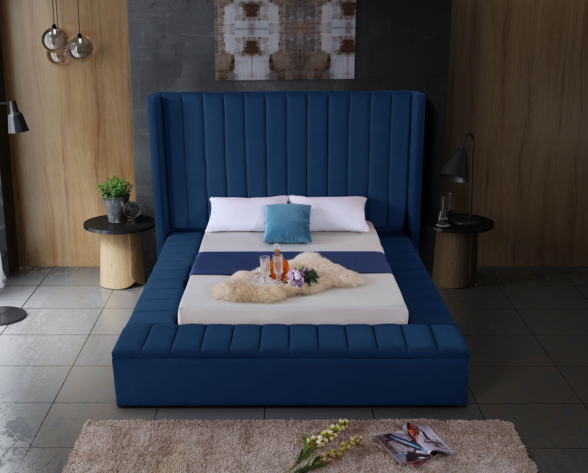 Kiki Velvet Queen Size Bed