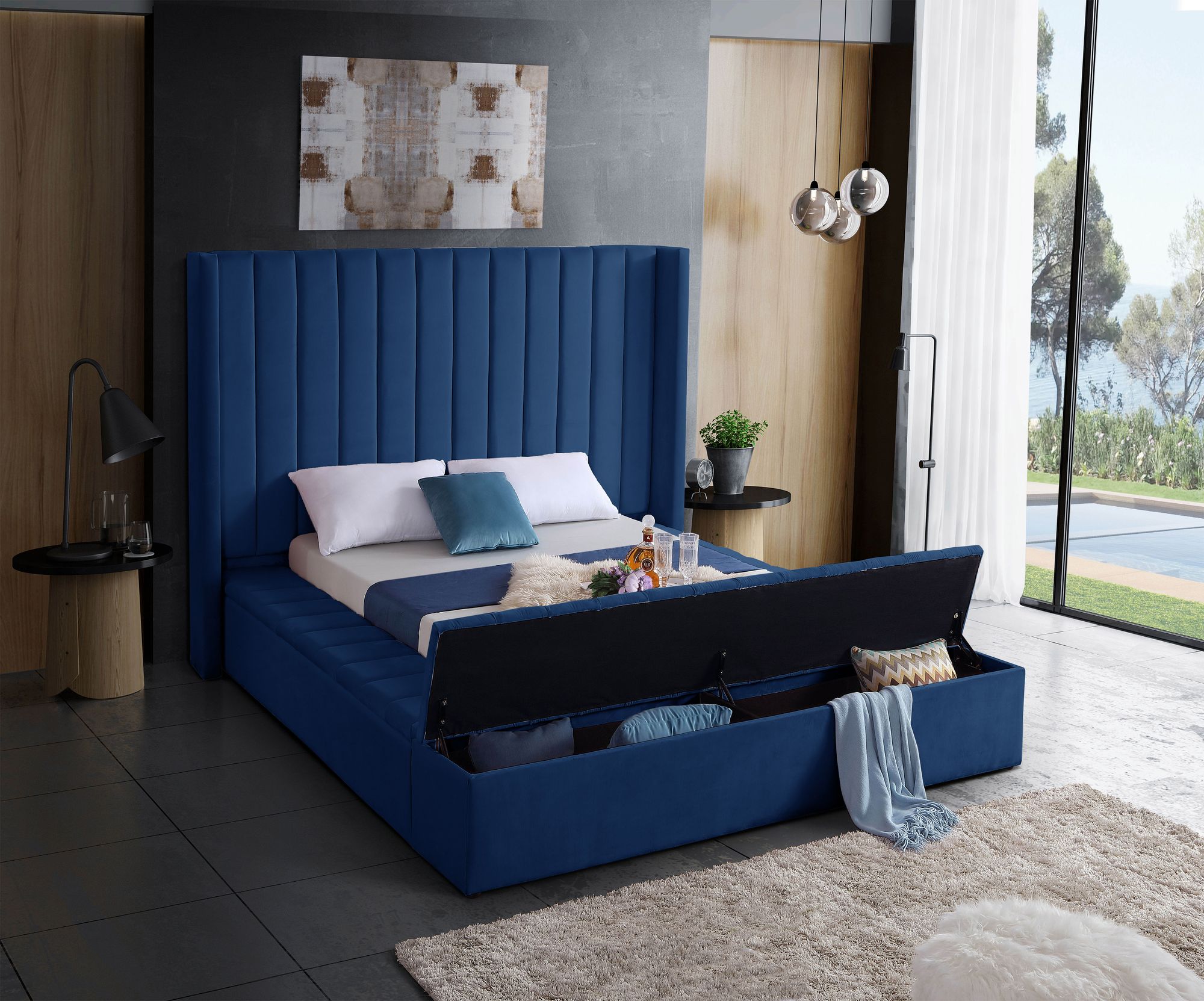 Kiki Velvet King Size Bed