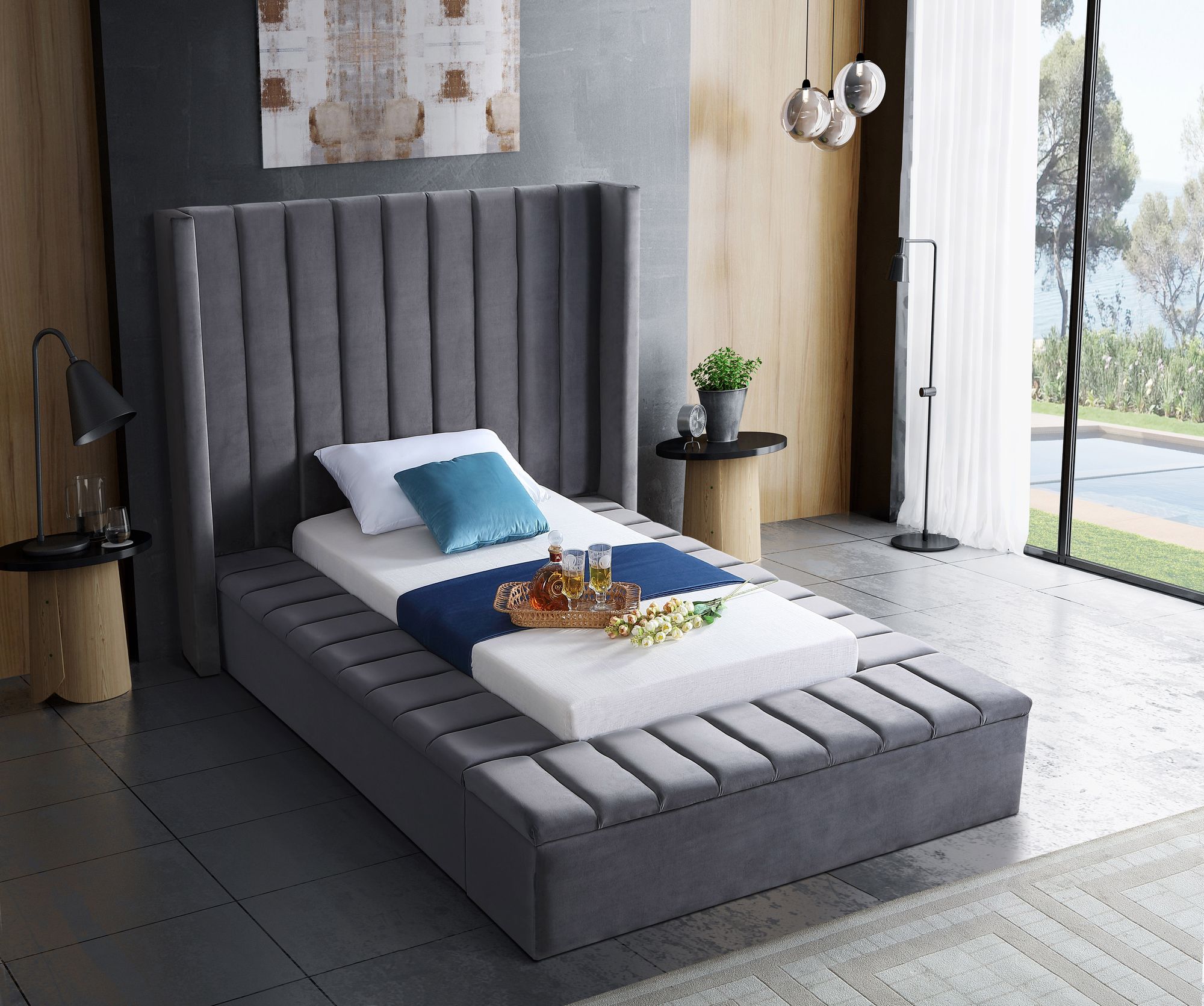 Kiki Velvet Twin Size Bed