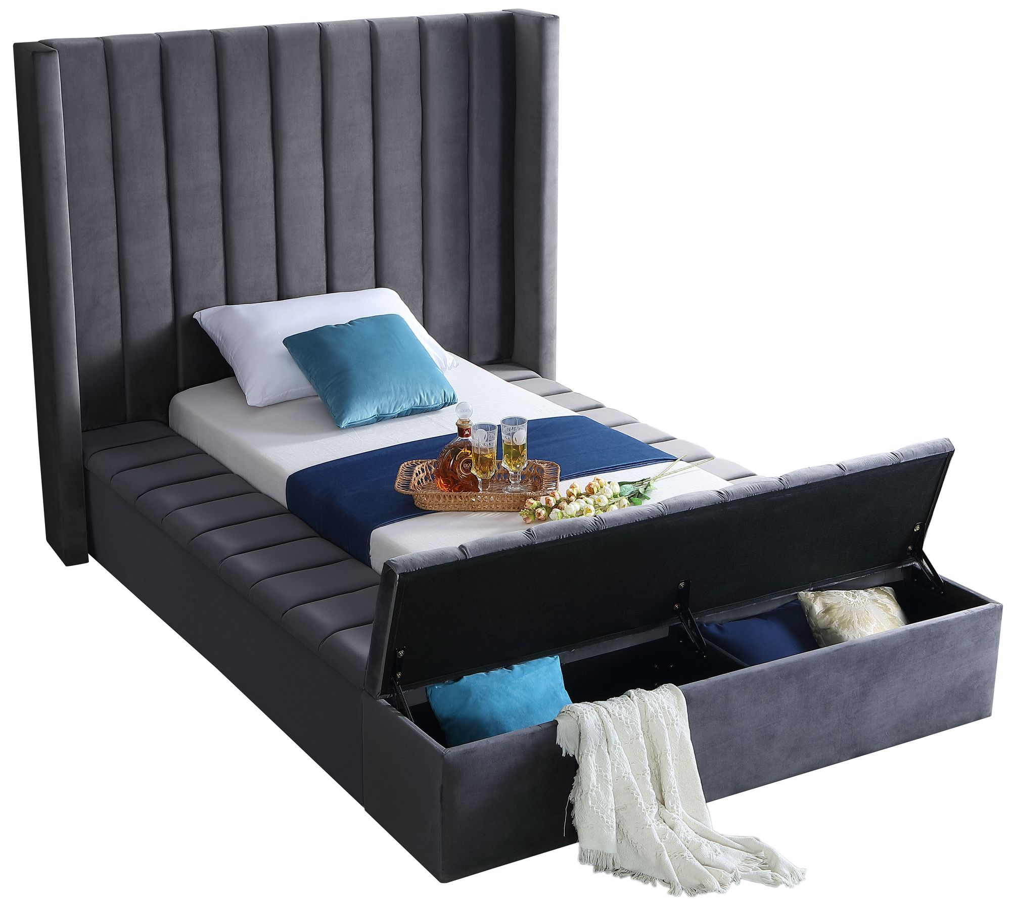 Kiki Velvet Twin Size Bed