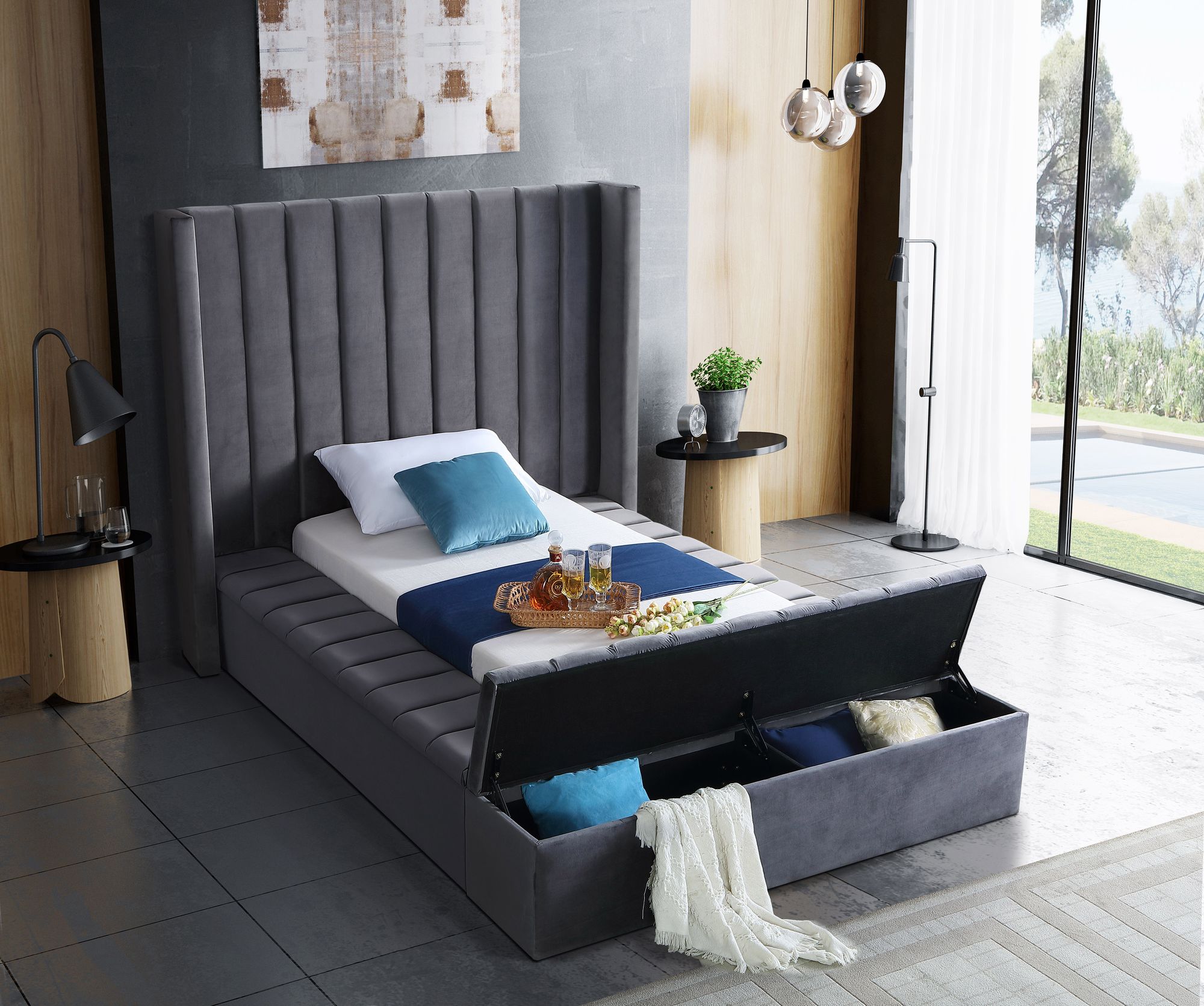 Kiki Velvet Twin Size Bed