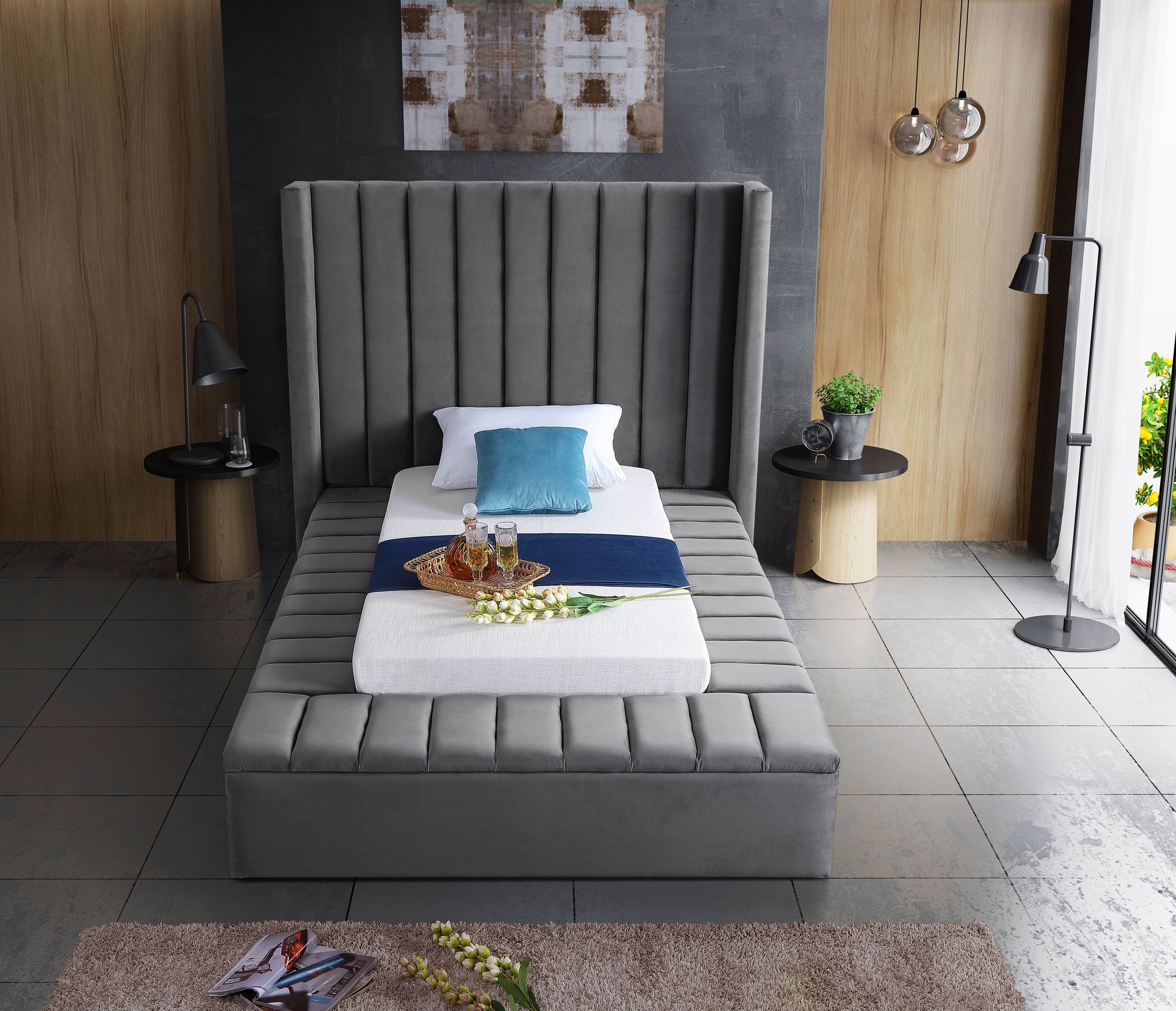 Kiki Velvet Twin Size Bed