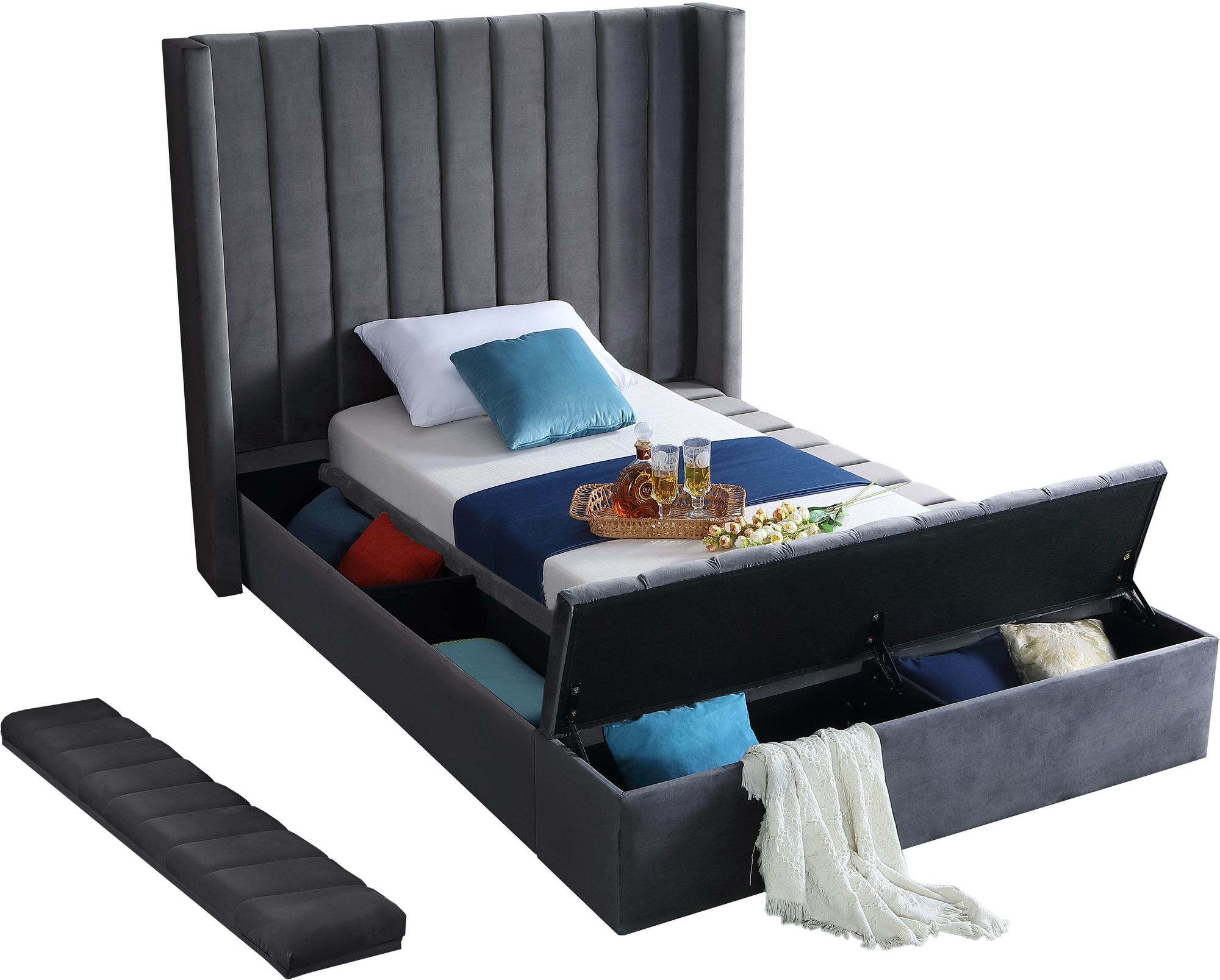 Kiki Velvet Twin Size Bed