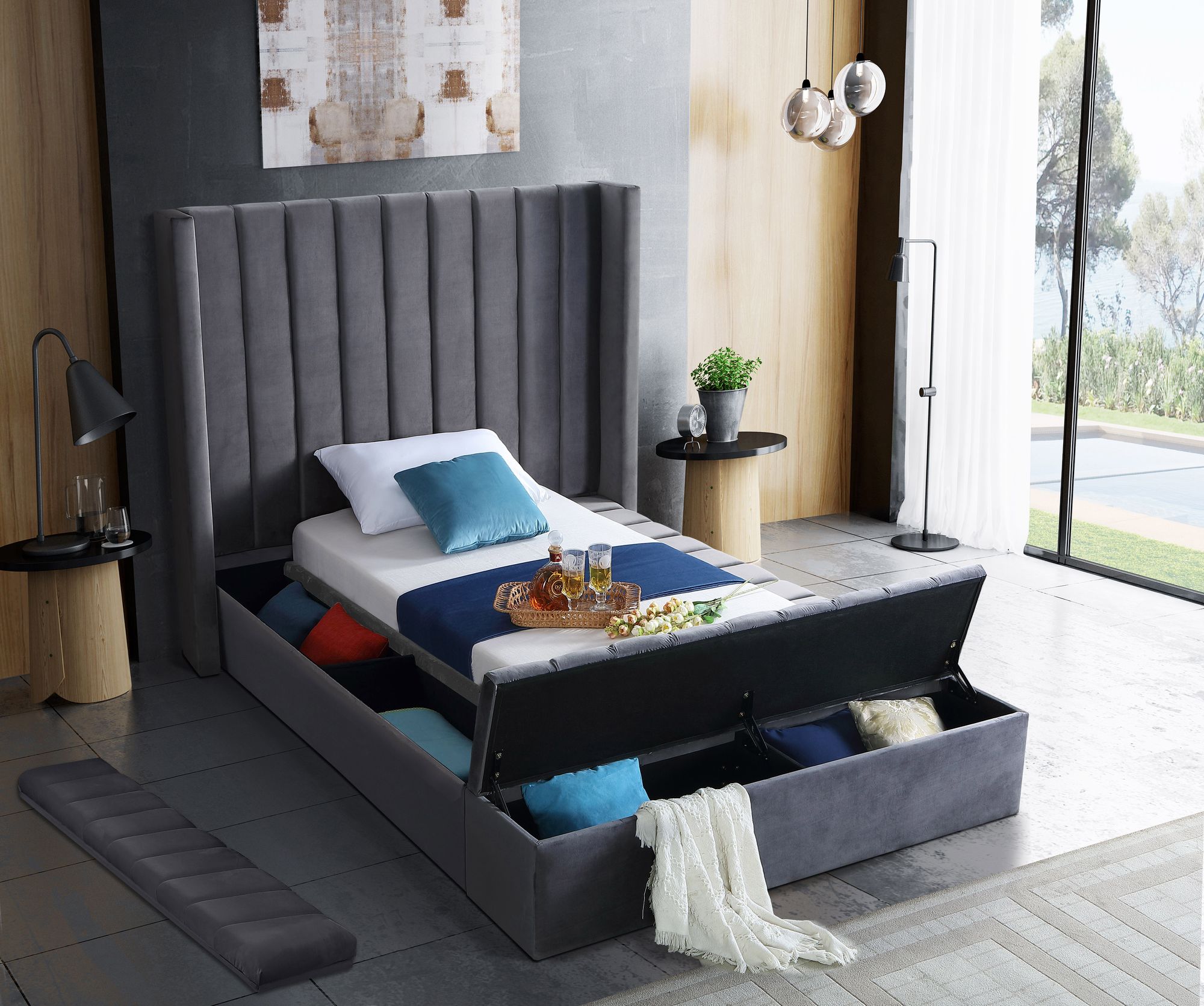 Kiki Velvet Twin Size Bed