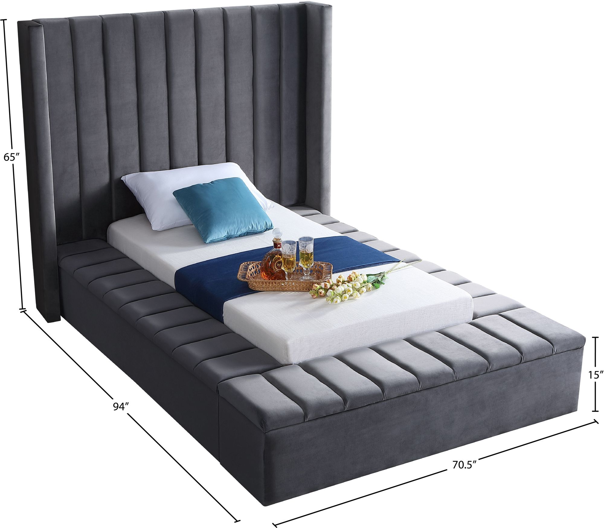 Kiki Velvet Twin Size Bed