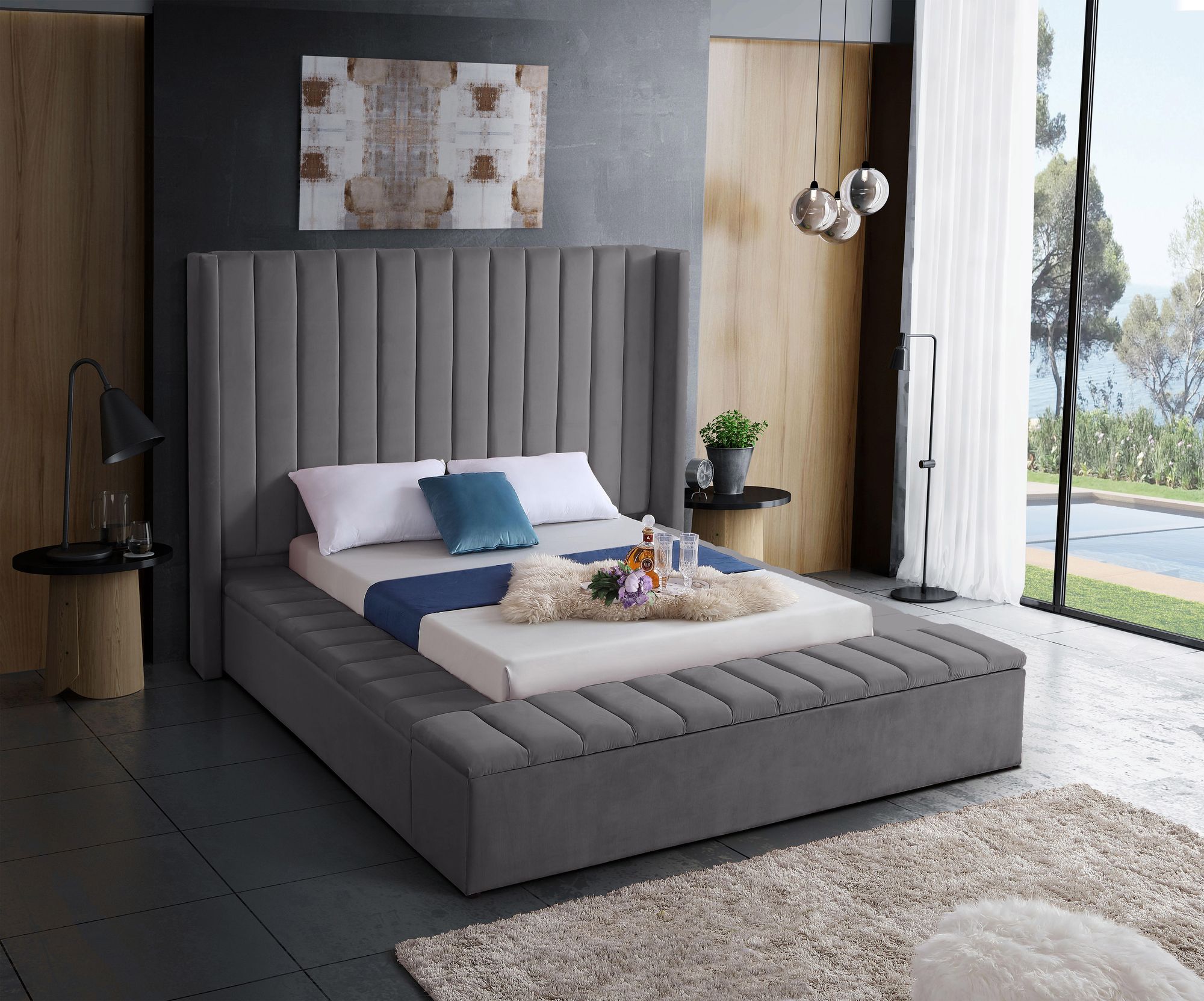 Kiki Velvet Queen Size Bed