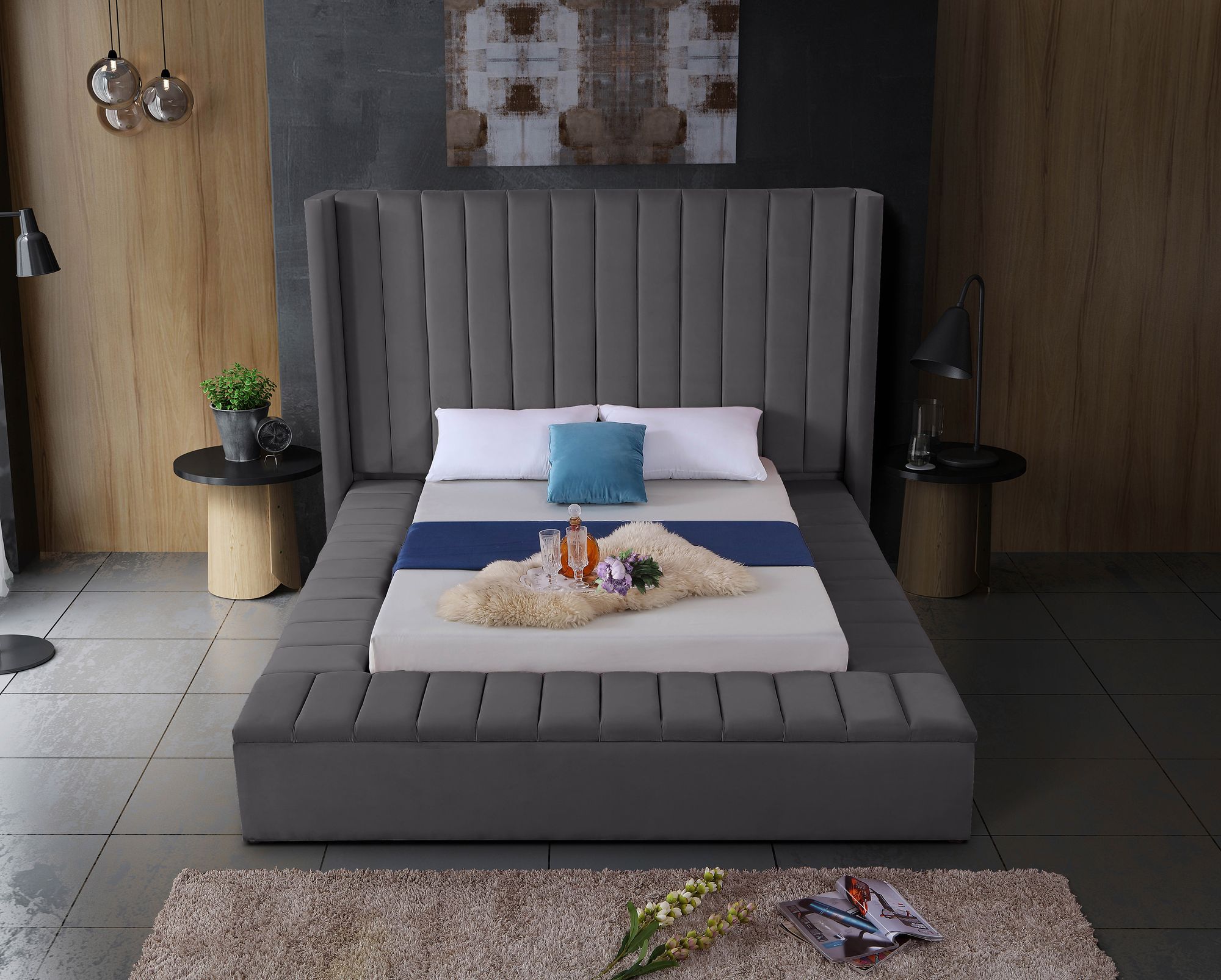 Kiki Velvet Queen Size Bed