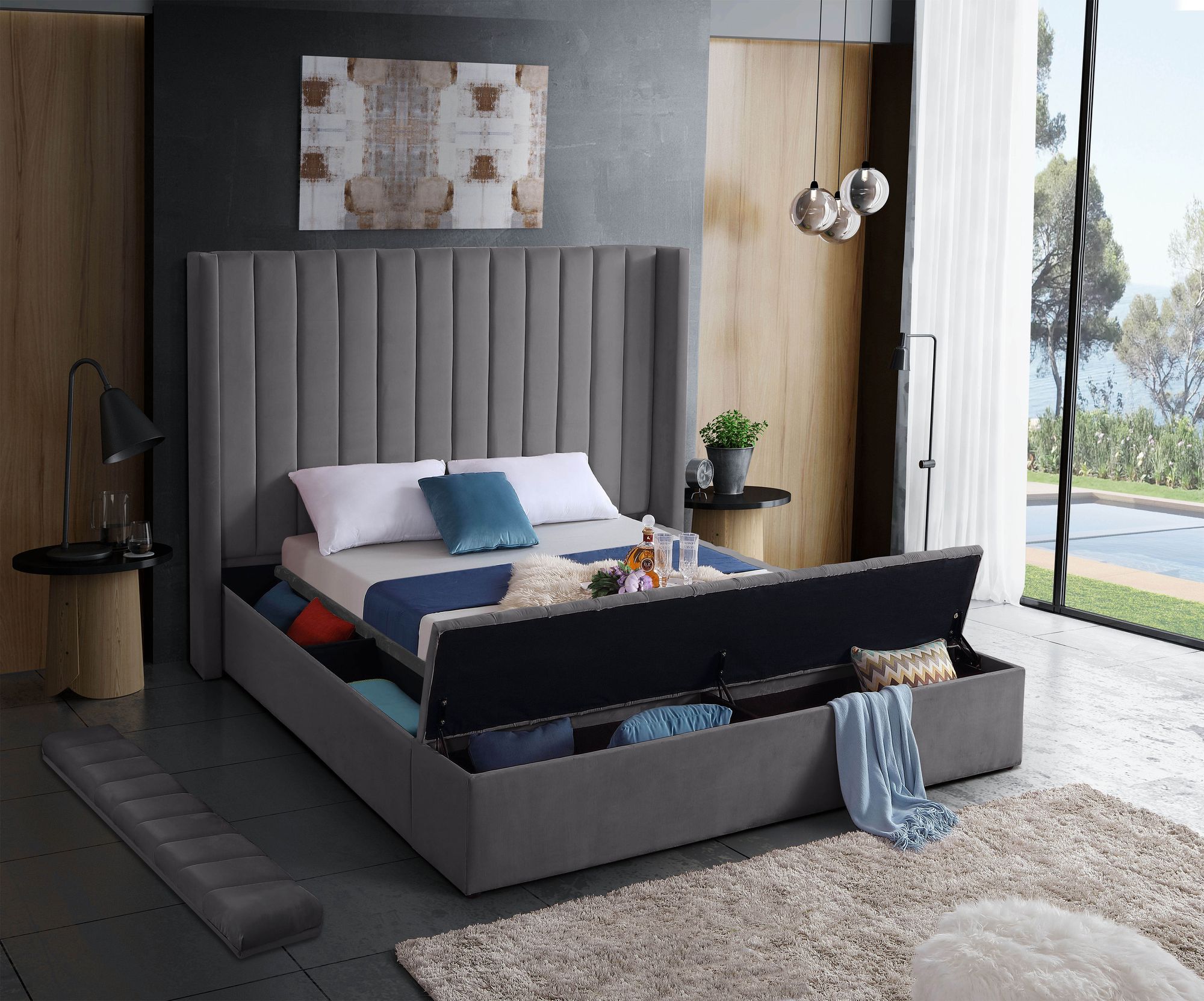 Kiki Velvet Queen Size Bed