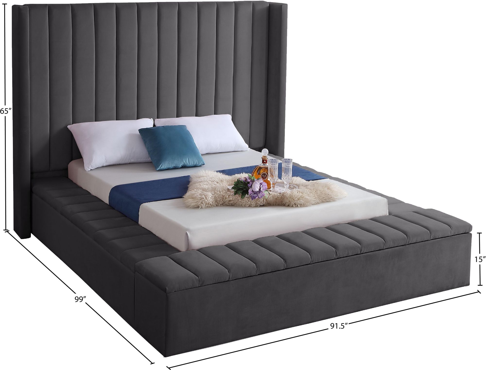 Kiki Velvet Queen Size Bed