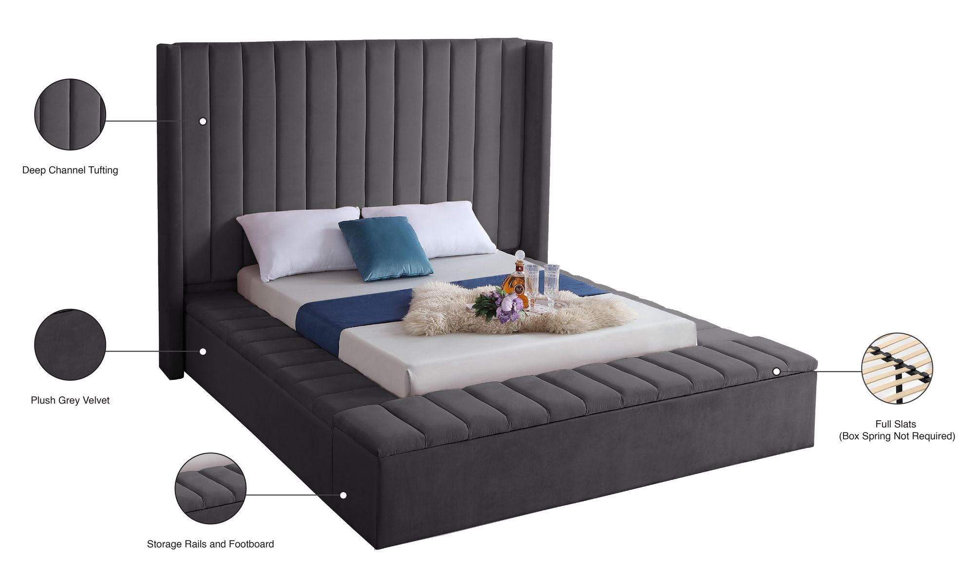 Kiki Velvet Queen Size Bed