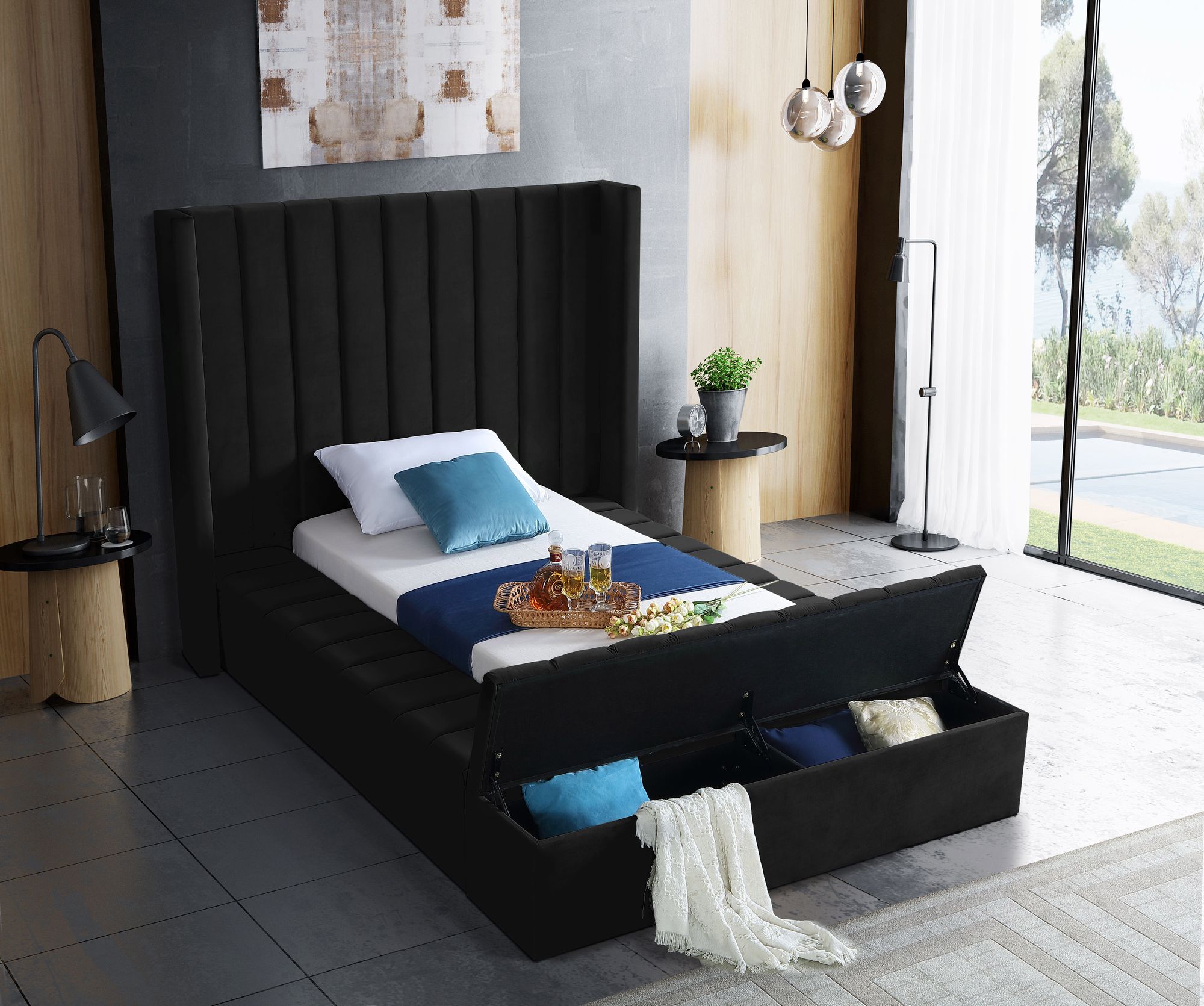 Kiki Velvet Twin Size Bed