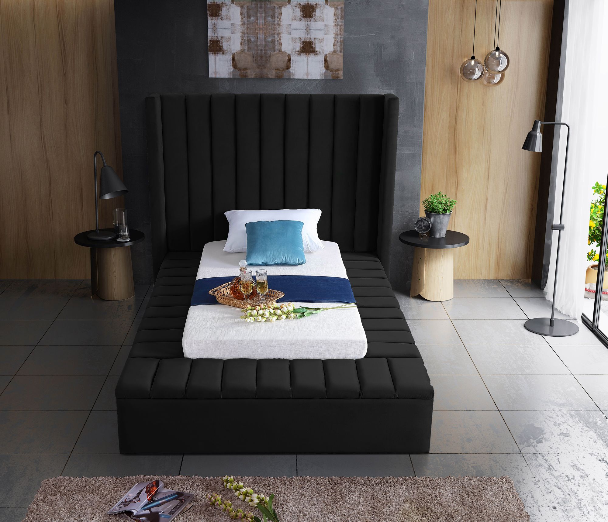 Kiki Velvet Twin Size Bed