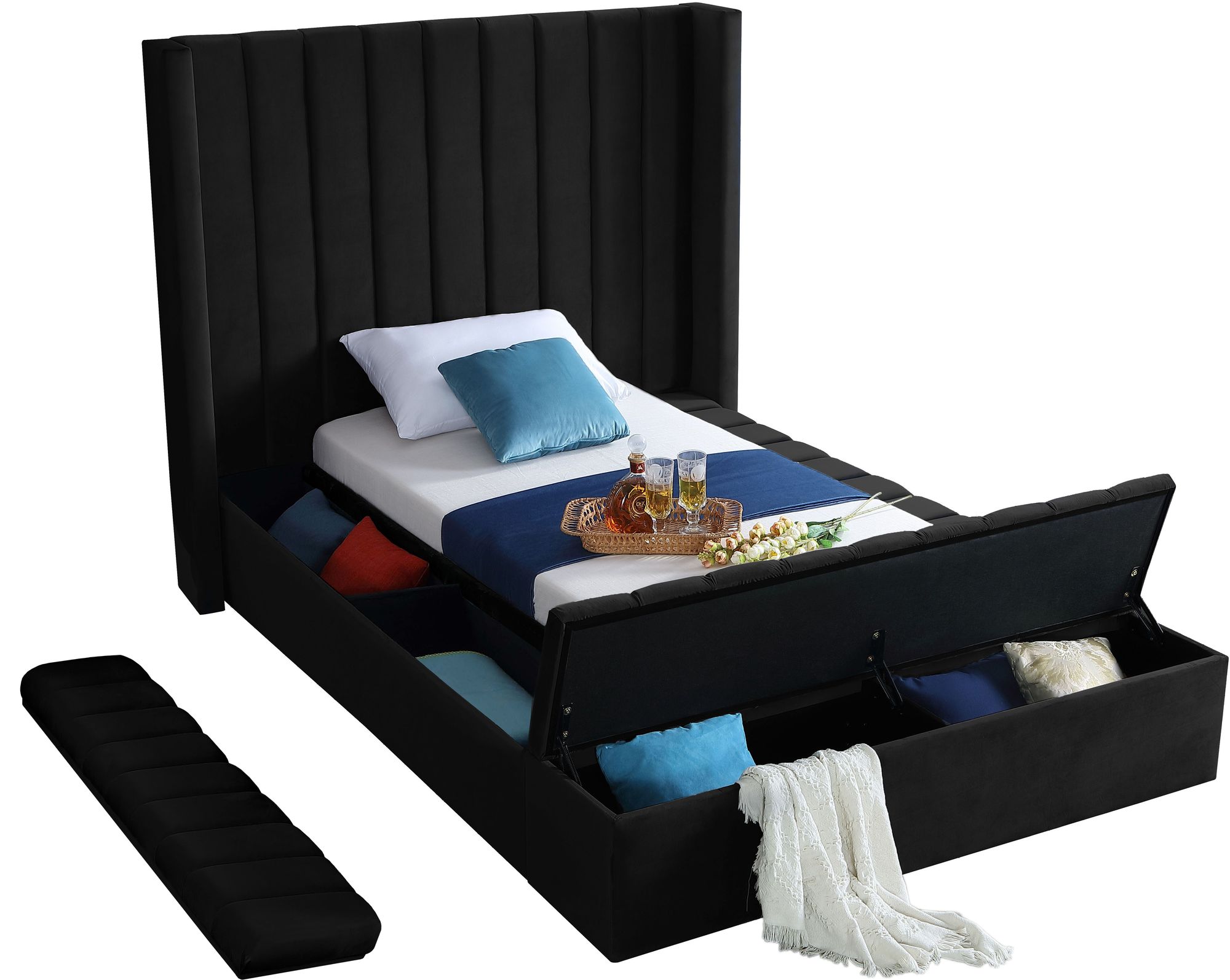 Kiki Velvet Twin Size Bed
