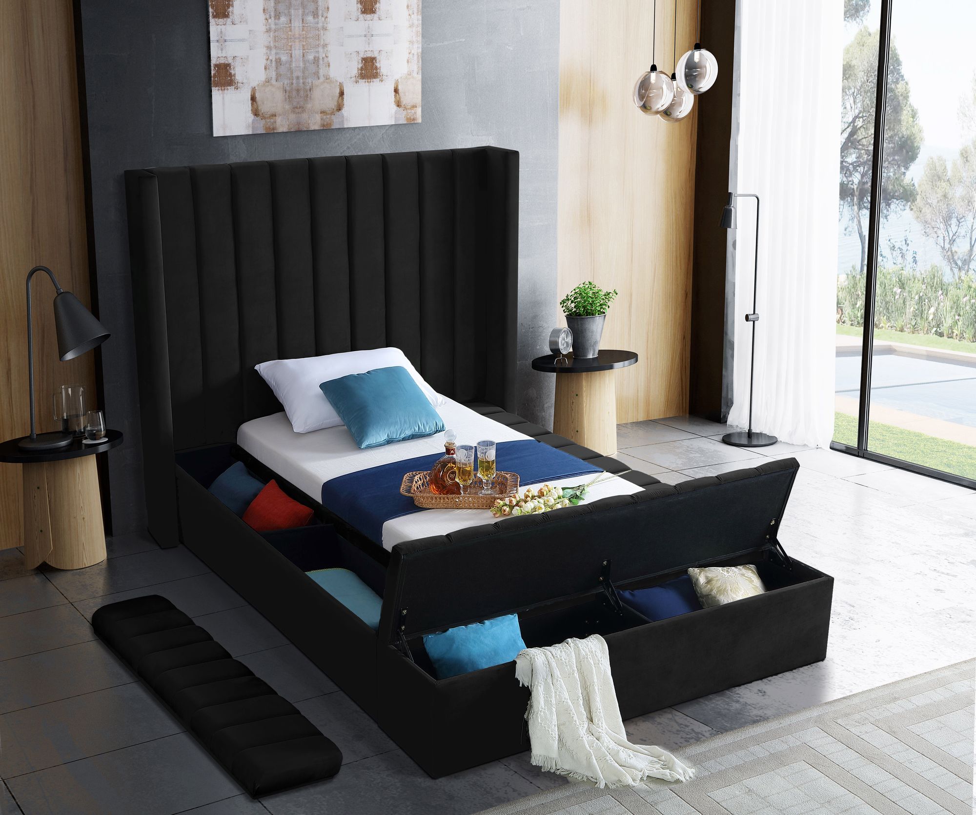 Kiki Velvet Twin Size Bed