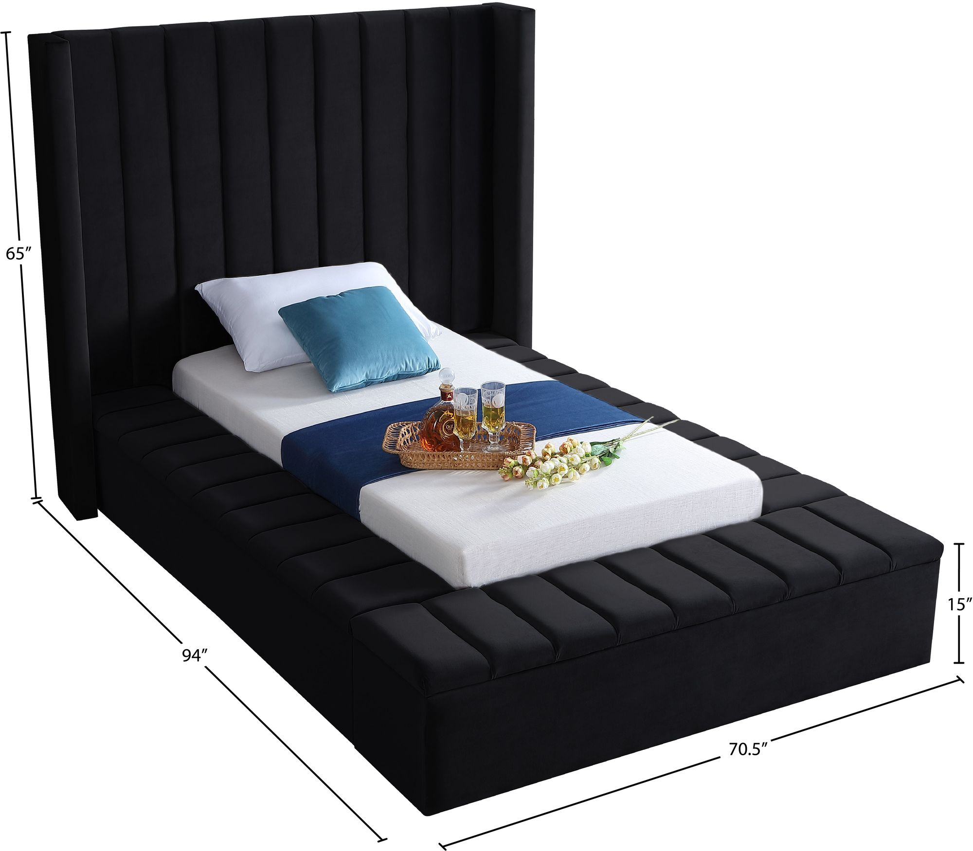 Kiki Velvet Twin Size Bed