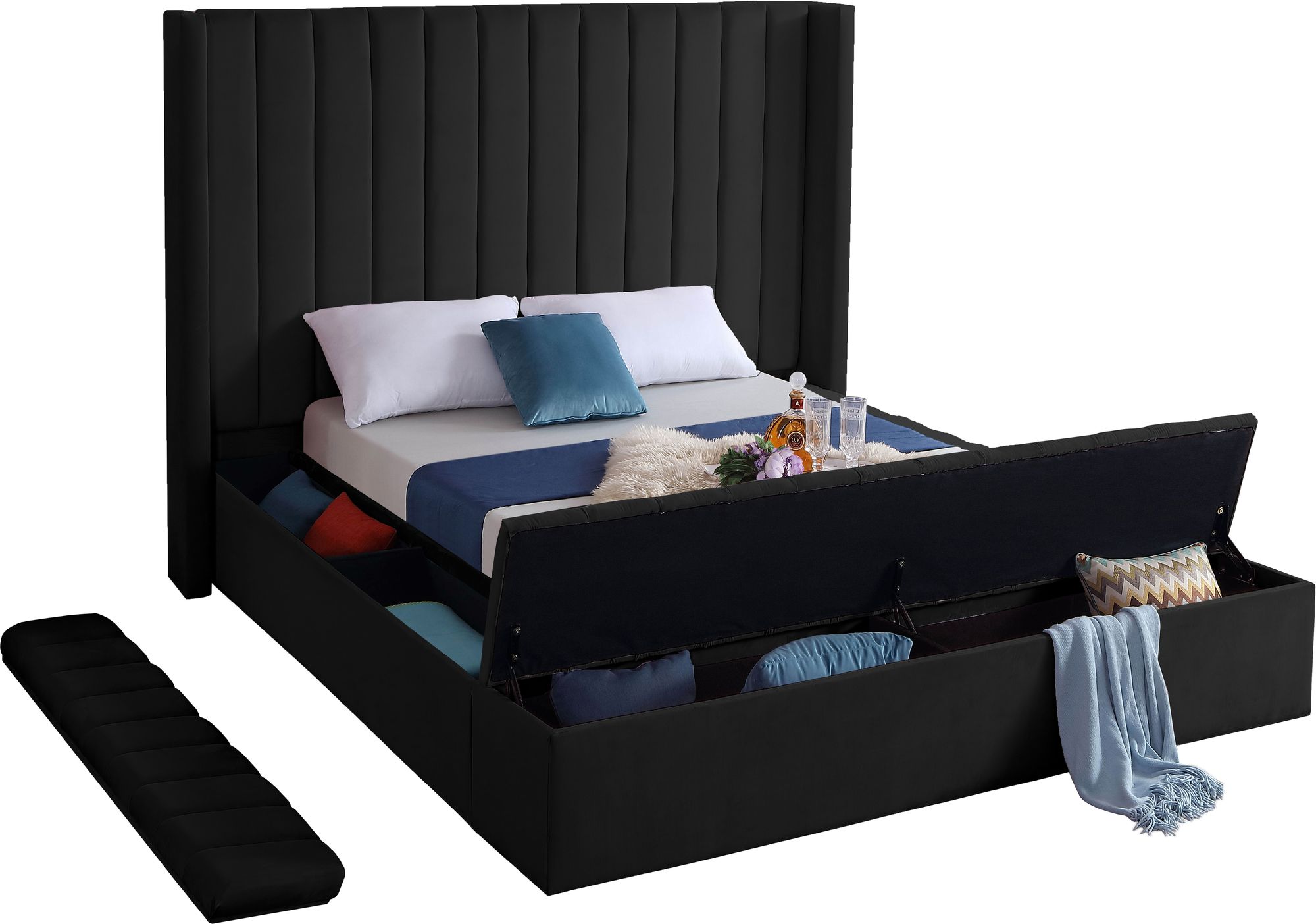 Kiki Velvet Storage Bed