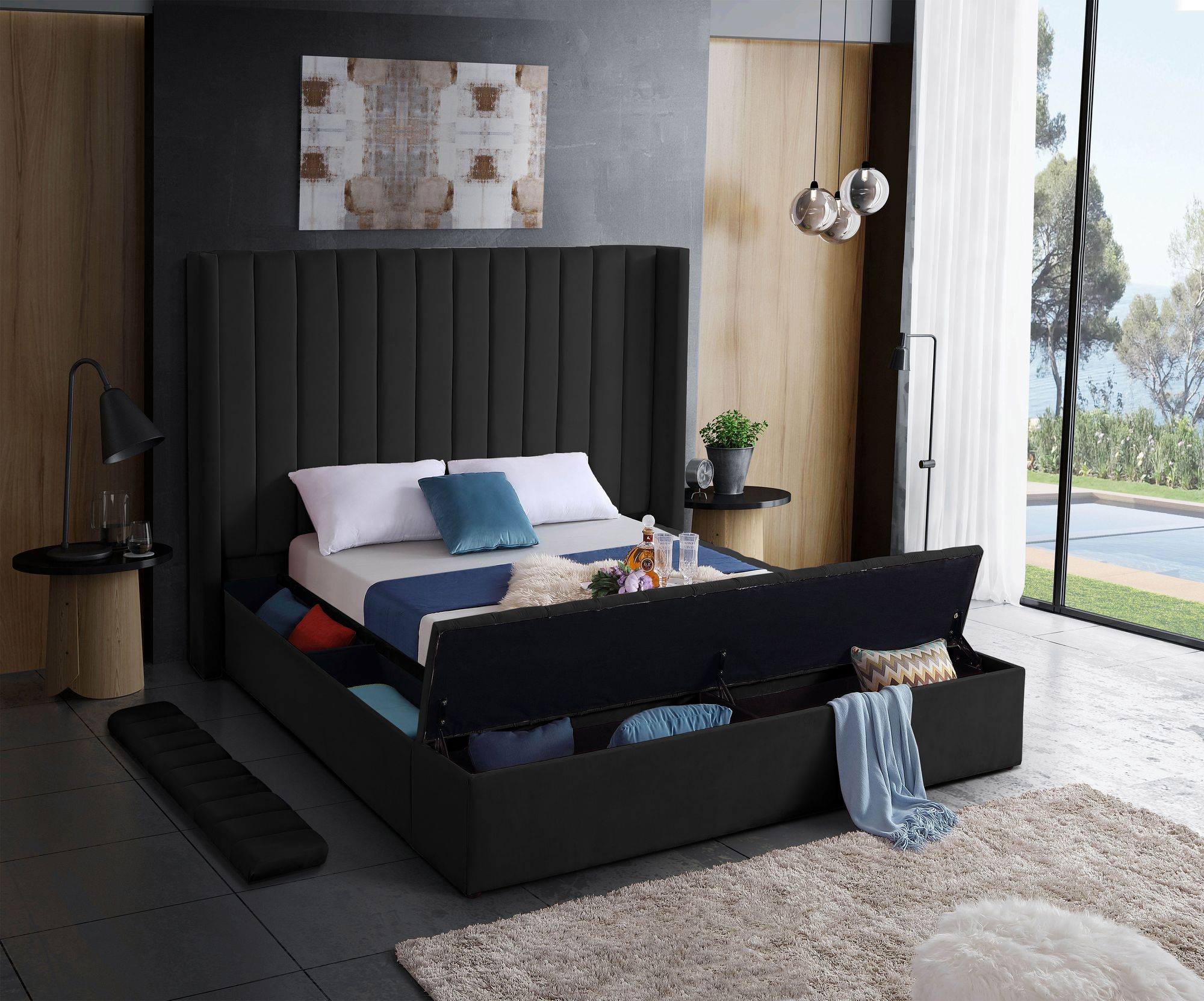 Kiki Velvet Storage Bed