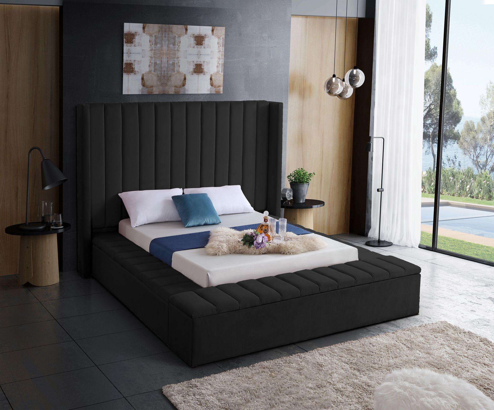 Kiki Velvet King Size Bed